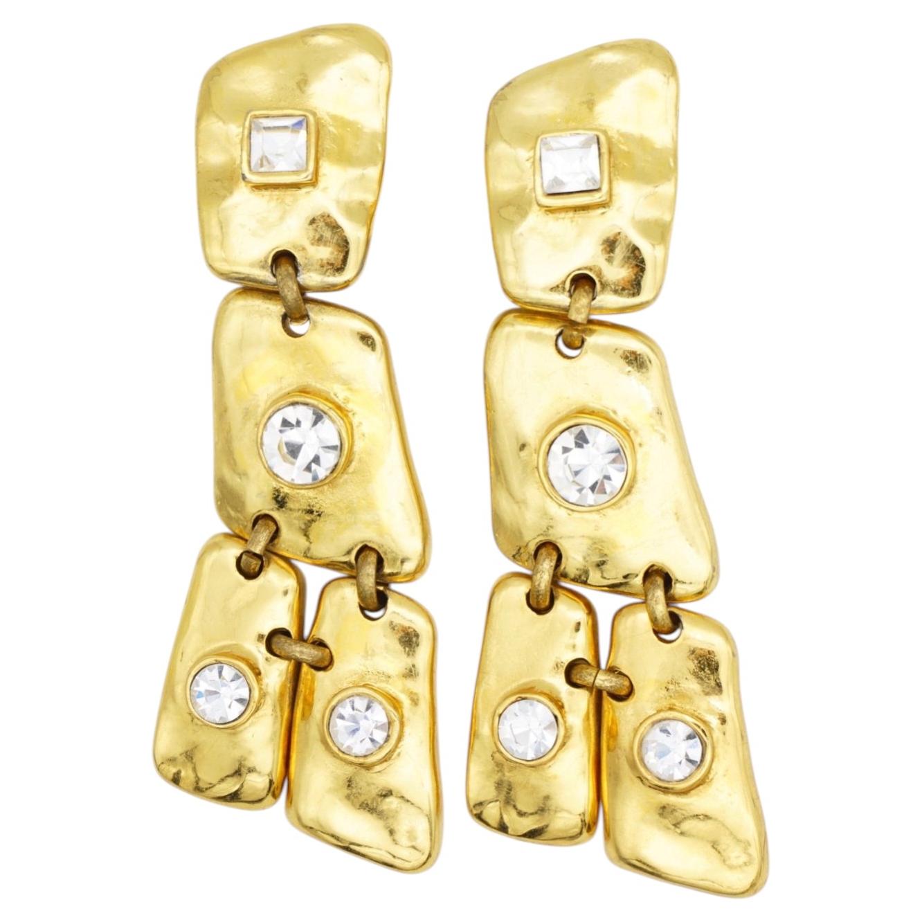 Christian Lacroix Vintage – Massive goldene Statement-Ohrringe mit geometrischen Kristallen