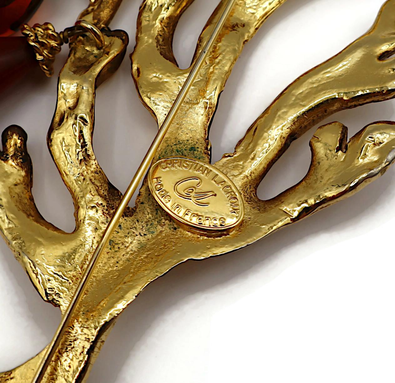 CHRISTIAN LACROIX Vintage Massive Gold Tone Brooch at 1stDibs