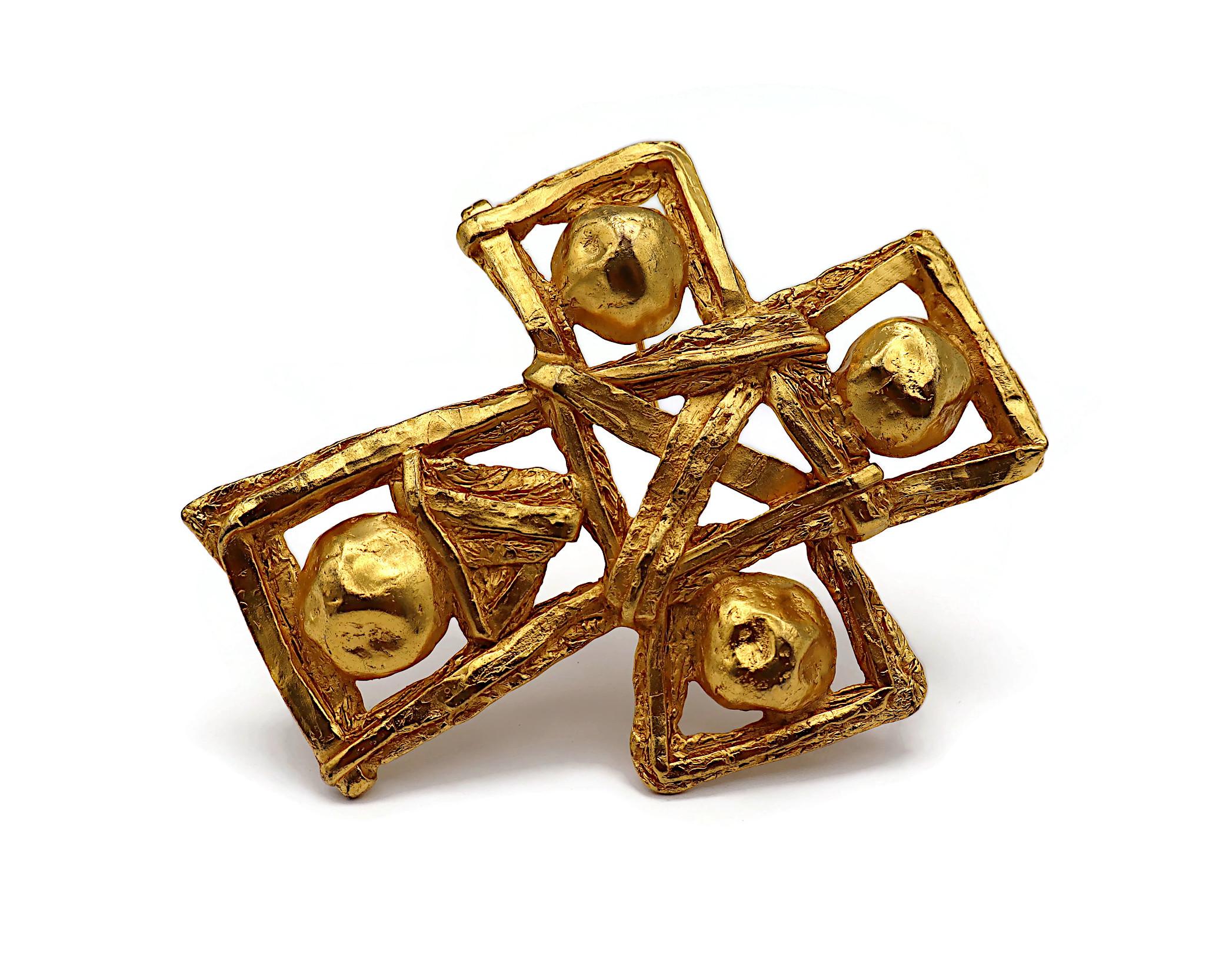 Women's CHRISTIAN LACROIX Vintage Massive Gold Tone Cross Brooch/Pendant For Sale
