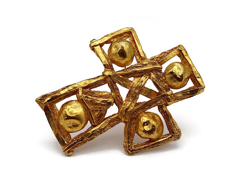 Pendentif Croix En Laiton émaillé – Vintage 1900 – Ancien – Occasion