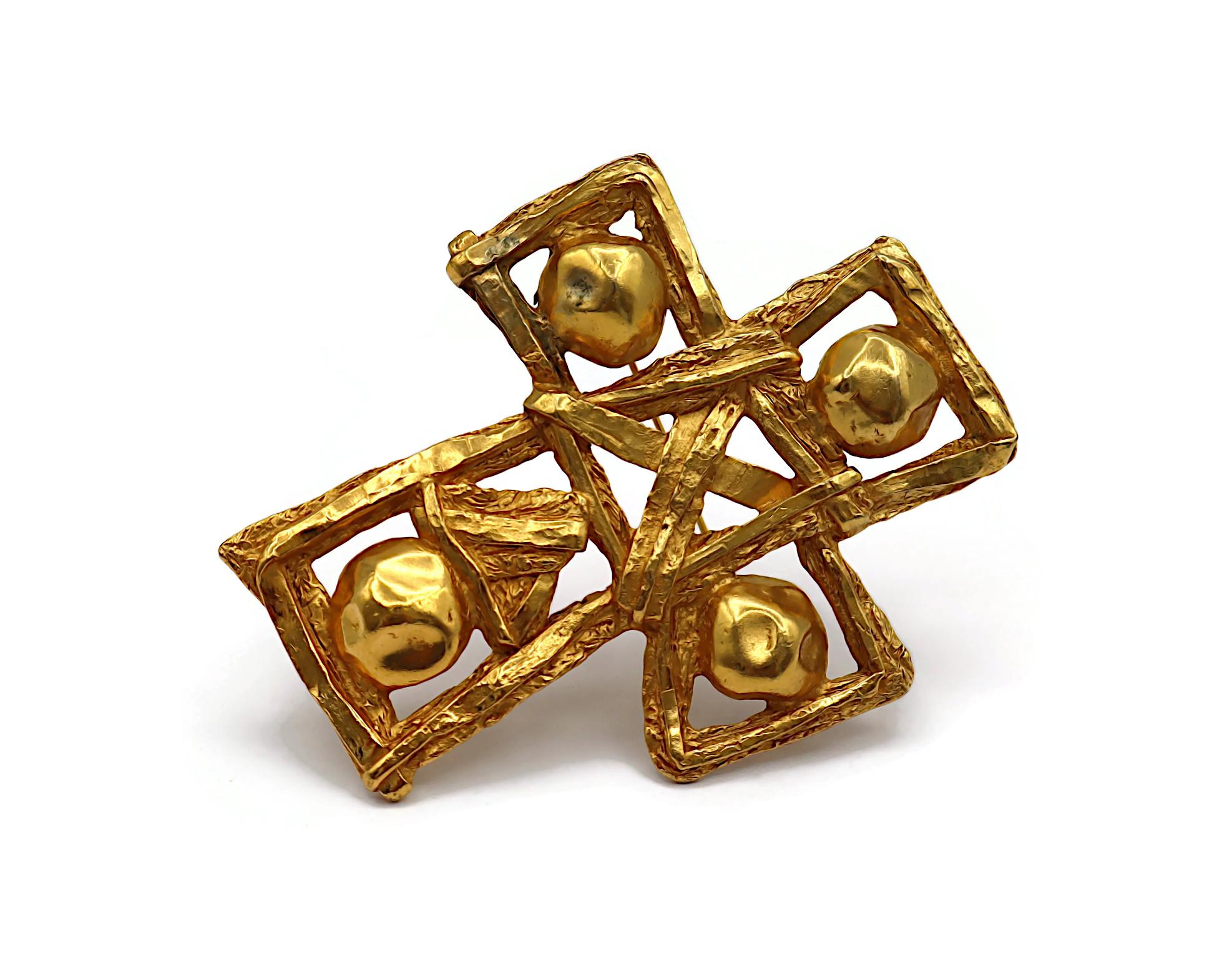 Women's CHRISTIAN LACROIX Vintage Massive Gold Tone Cross Brooch/Pendant