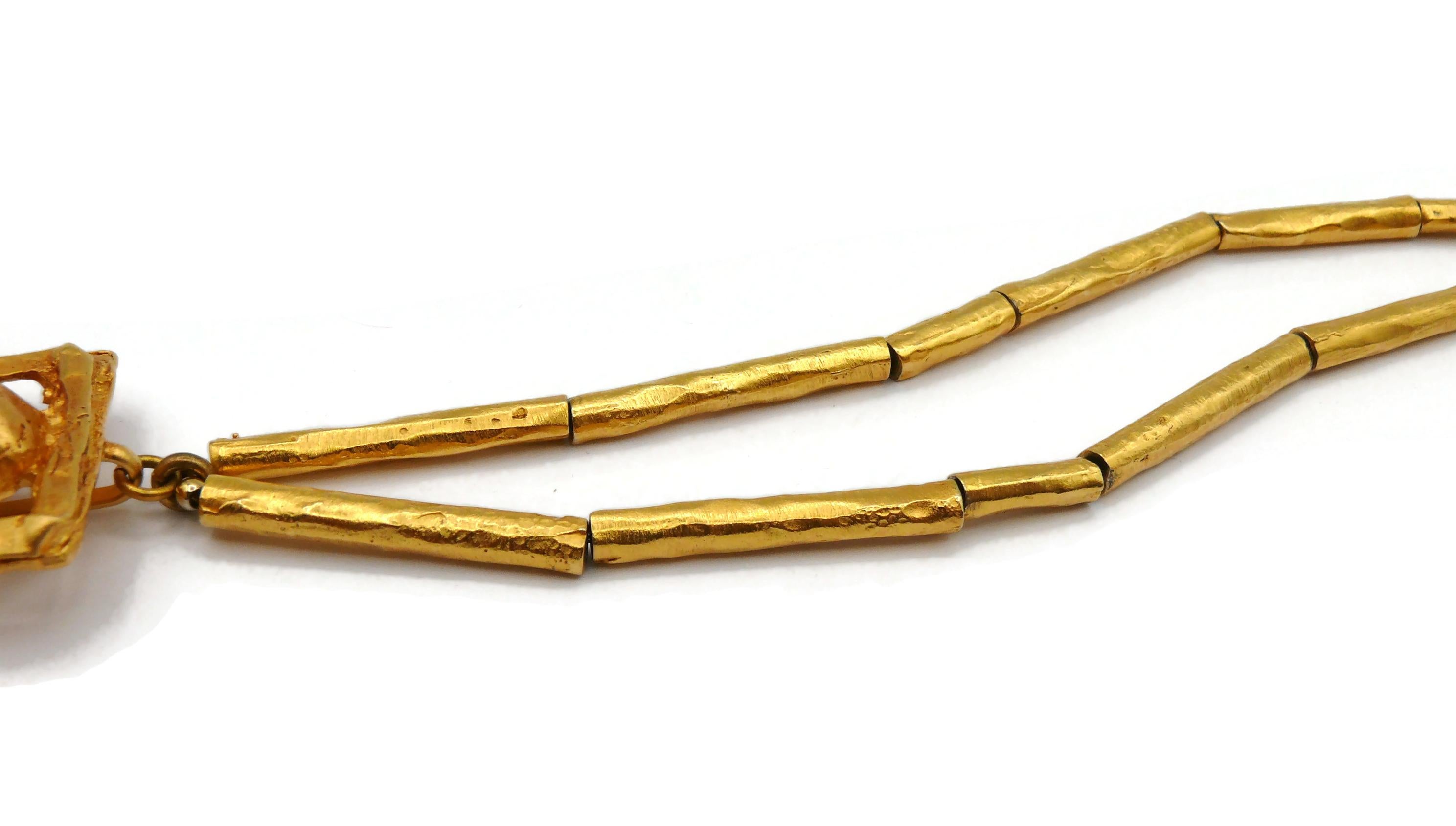 CHRISTIAN LACROIX Vintage Massive Gold Tone Cross Pendant Necklace For Sale 3