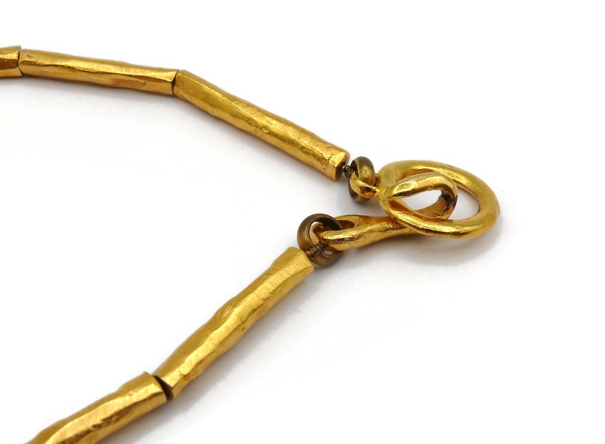 CHRISTIAN LACROIX Vintage Massive Gold Tone Cross Pendant Necklace For Sale 5