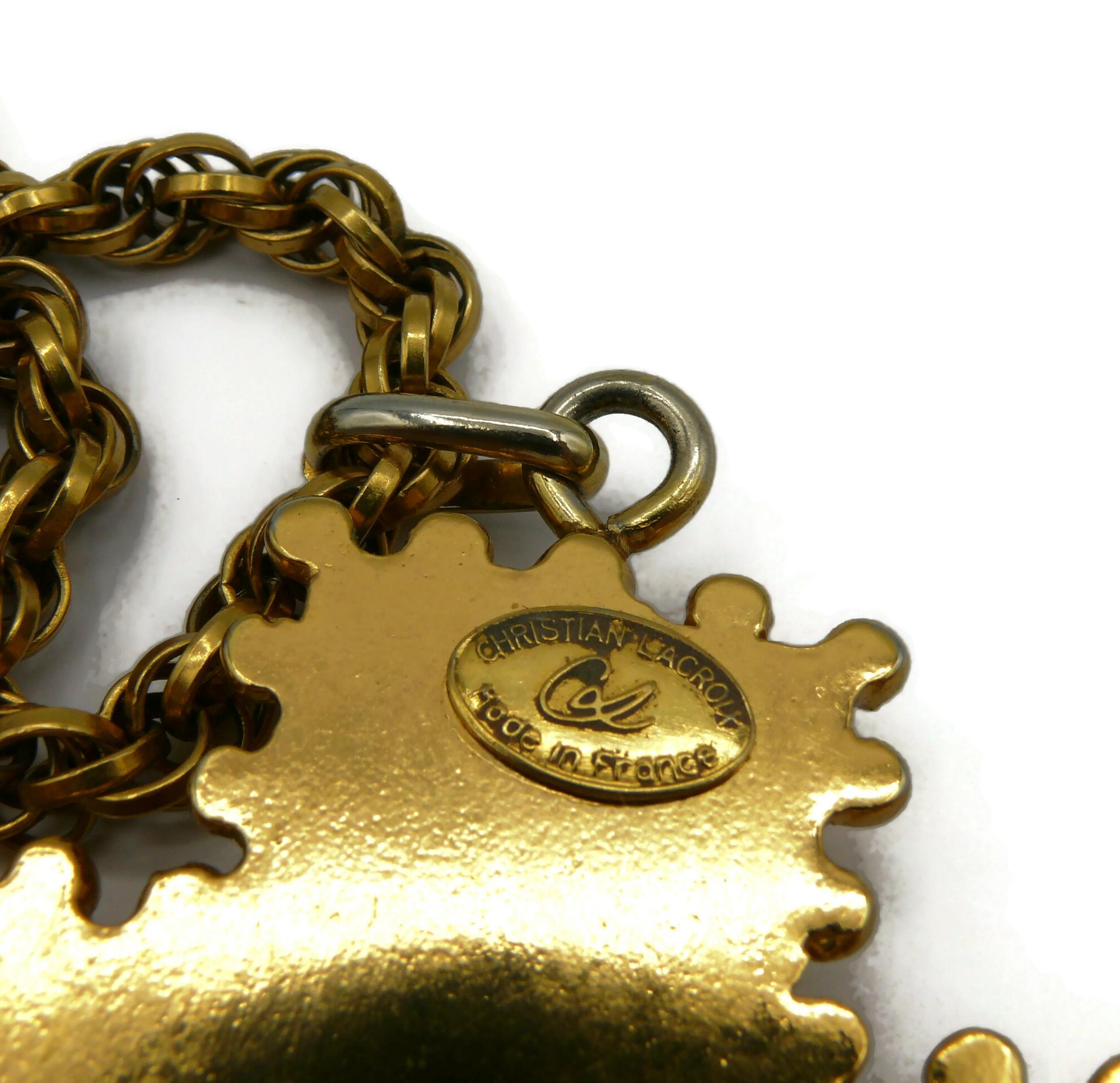 CHRISTIAN LACROIX Collier pendentif vintage en forme de croix en or massif 7