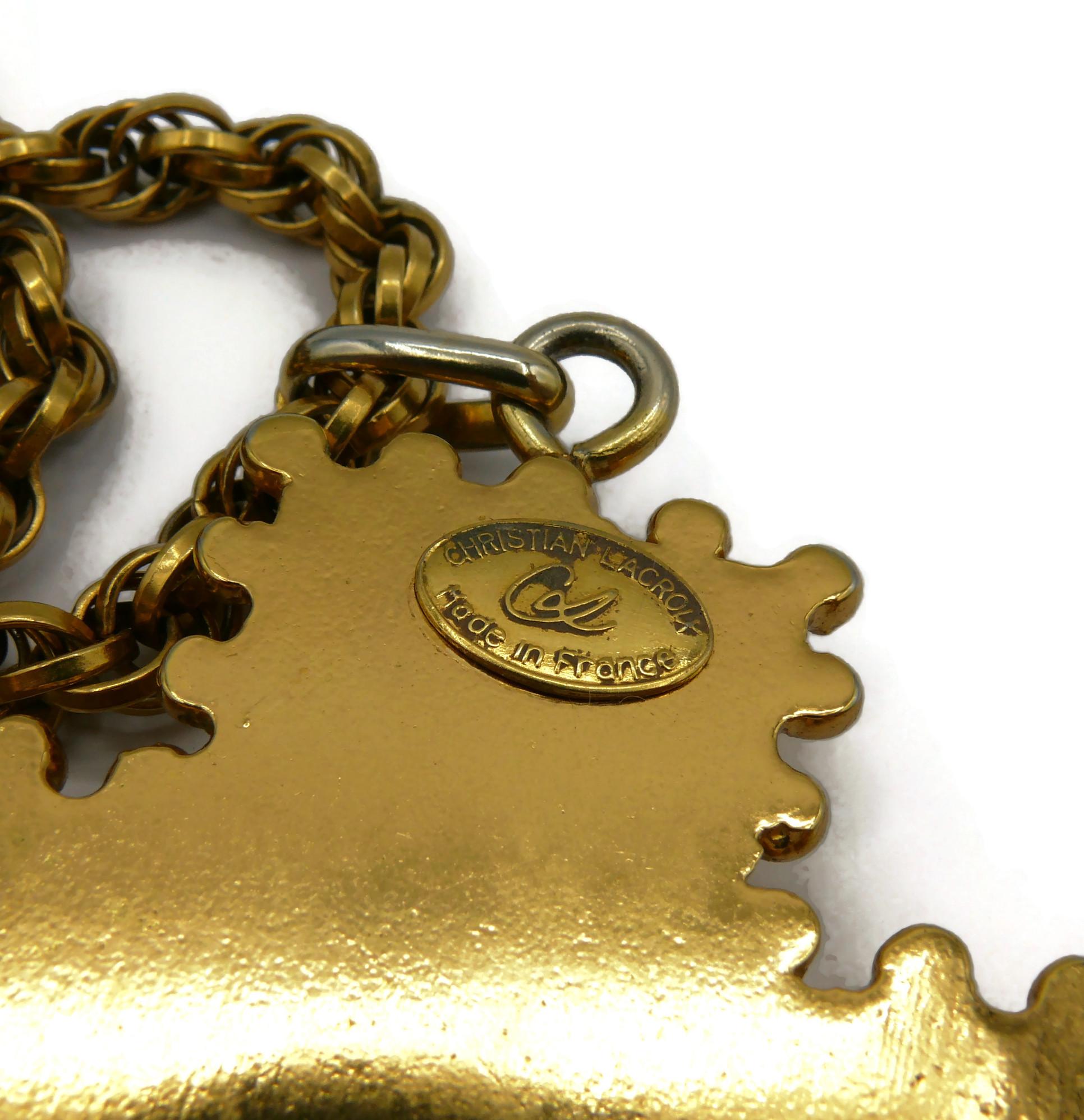 CHRISTIAN LACROIX Collier pendentif vintage en forme de croix en or massif 9