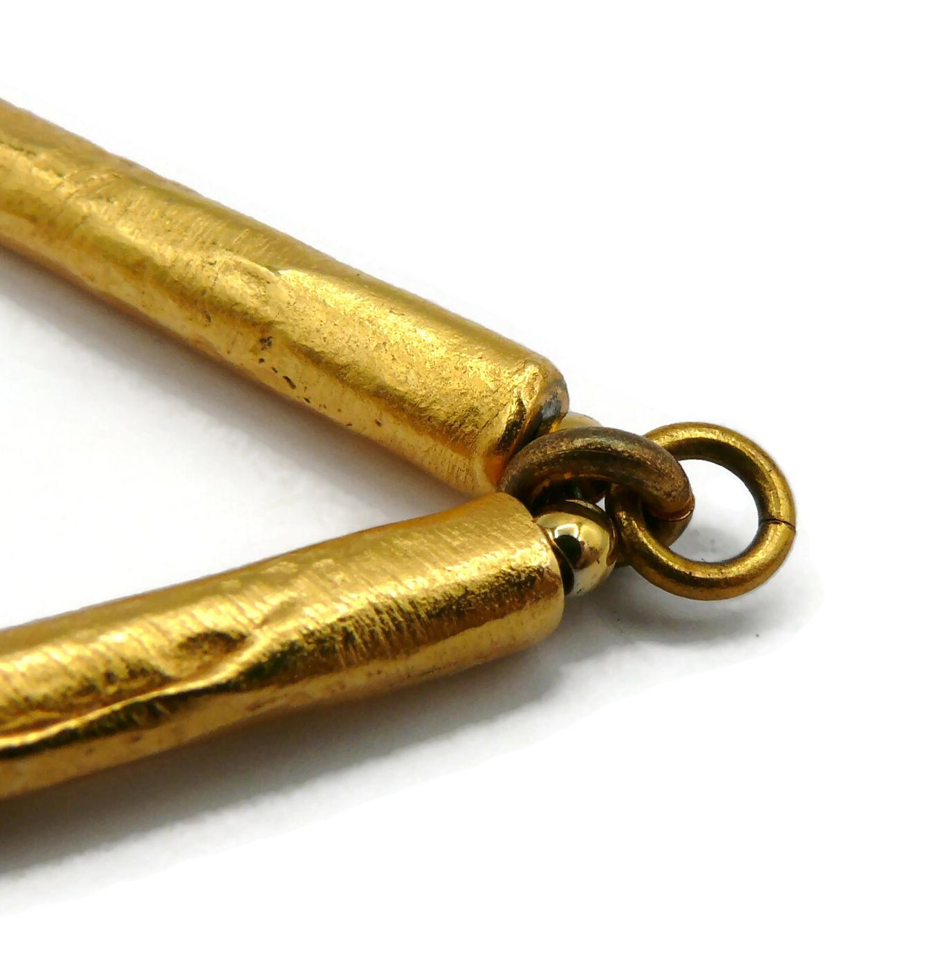 CHRISTIAN LACROIX Vintage Massive Gold Tone Cross Pendant Necklace For Sale 13