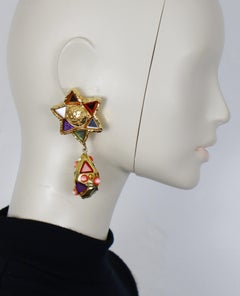 CHRISTIAN LACROIX Pendants d'oreilles vintage en miroir massif de couleur or