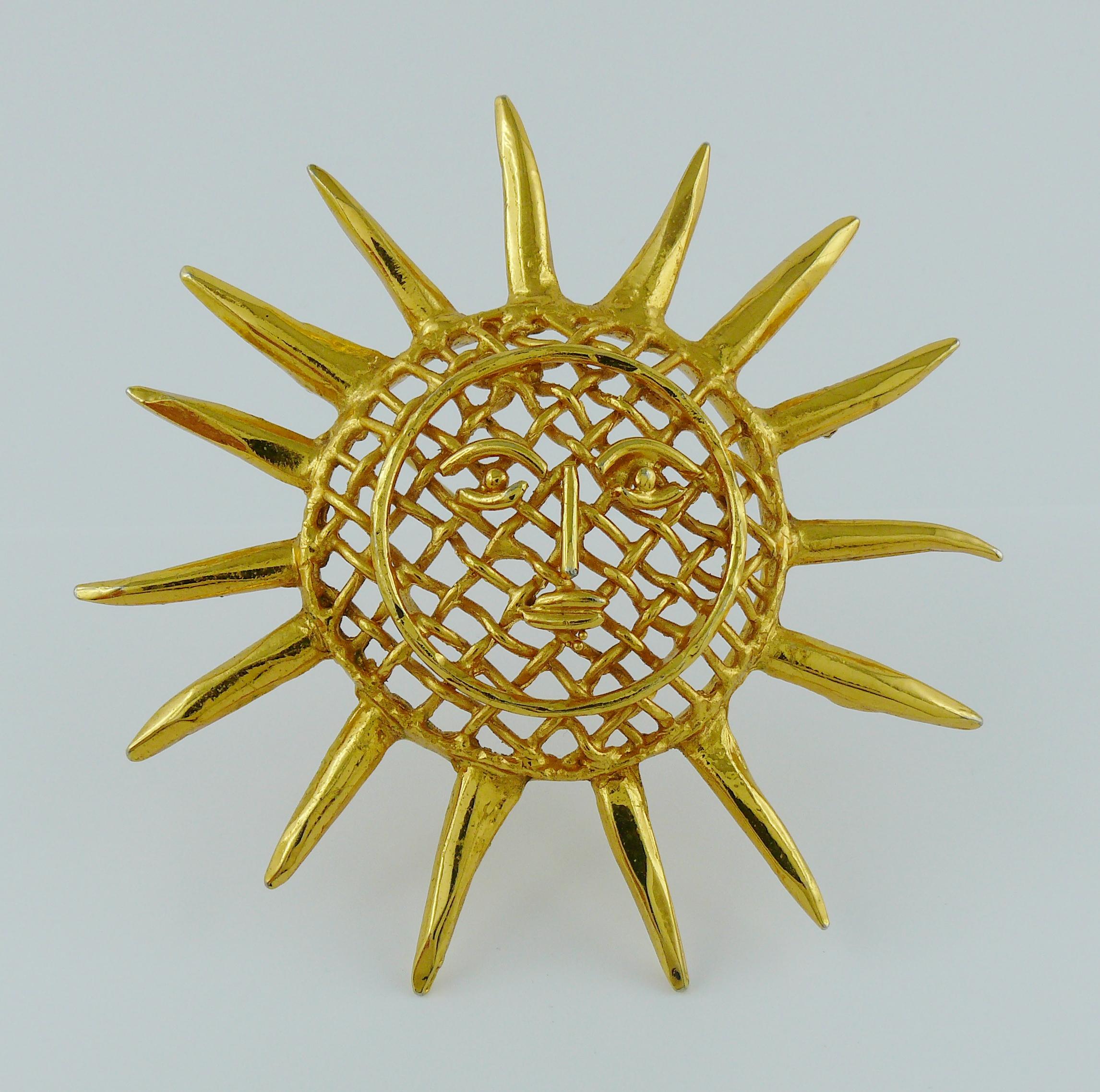 Women's Christian Lacroix Vintage Massive Gold Toned Sun Brooch