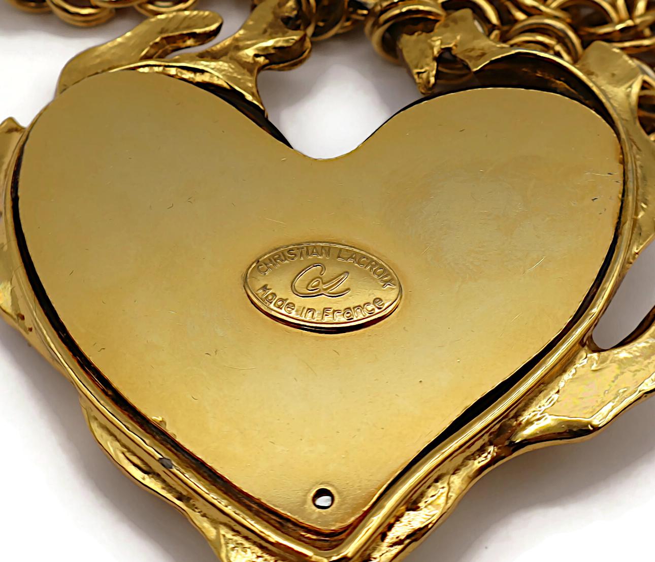 CHRISTIAN LACROIX Collier pendentif vintage en forme de cœur massif en vente 12
