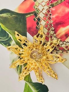 Christian Lacroix Vintage Massive Huge Baroque Sun Logo Openwork Chunky Brooch