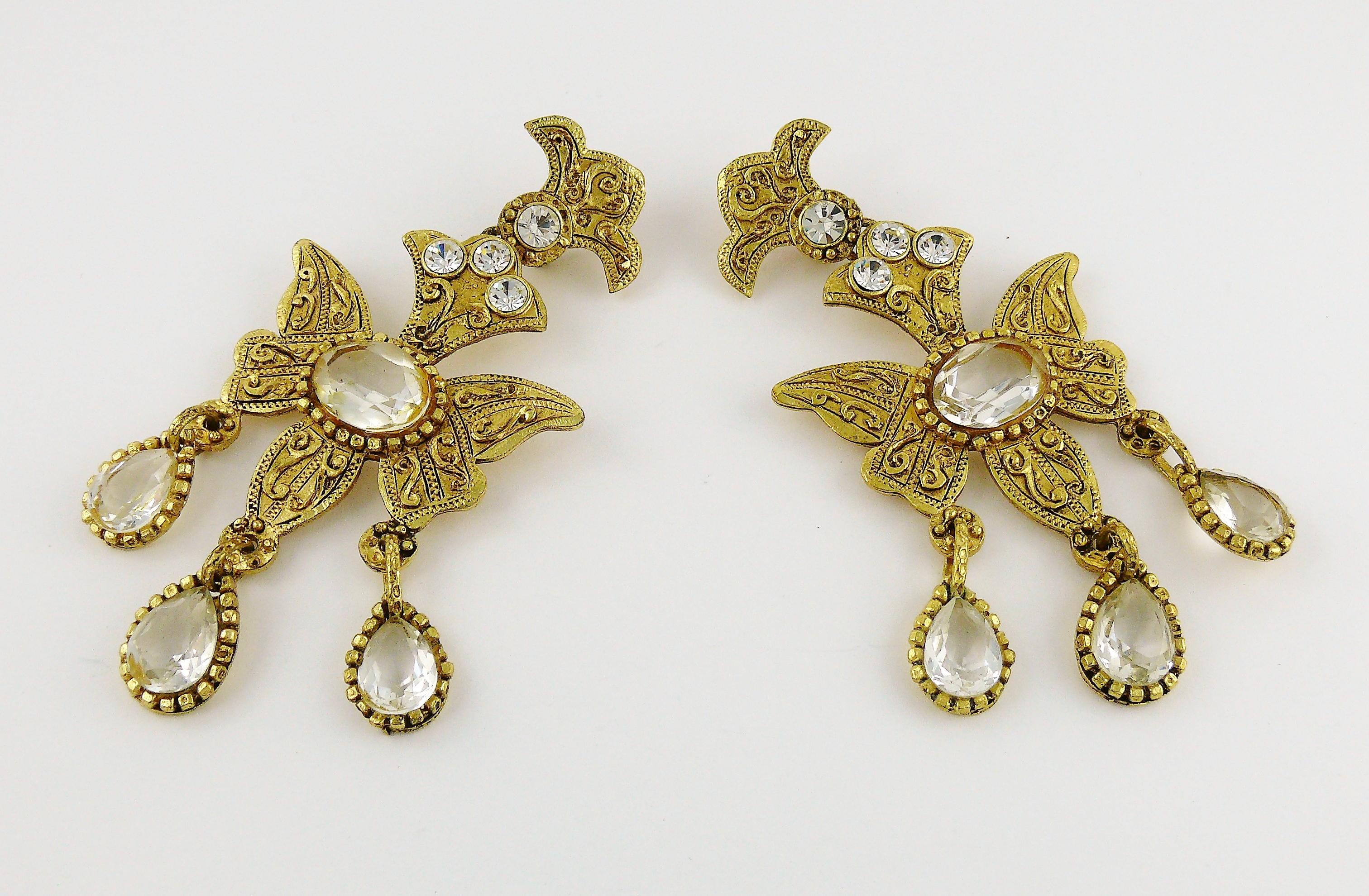 Women's Christian Lacroix Vintage Massive Jewelled Chandelier Butterfly Earrings
