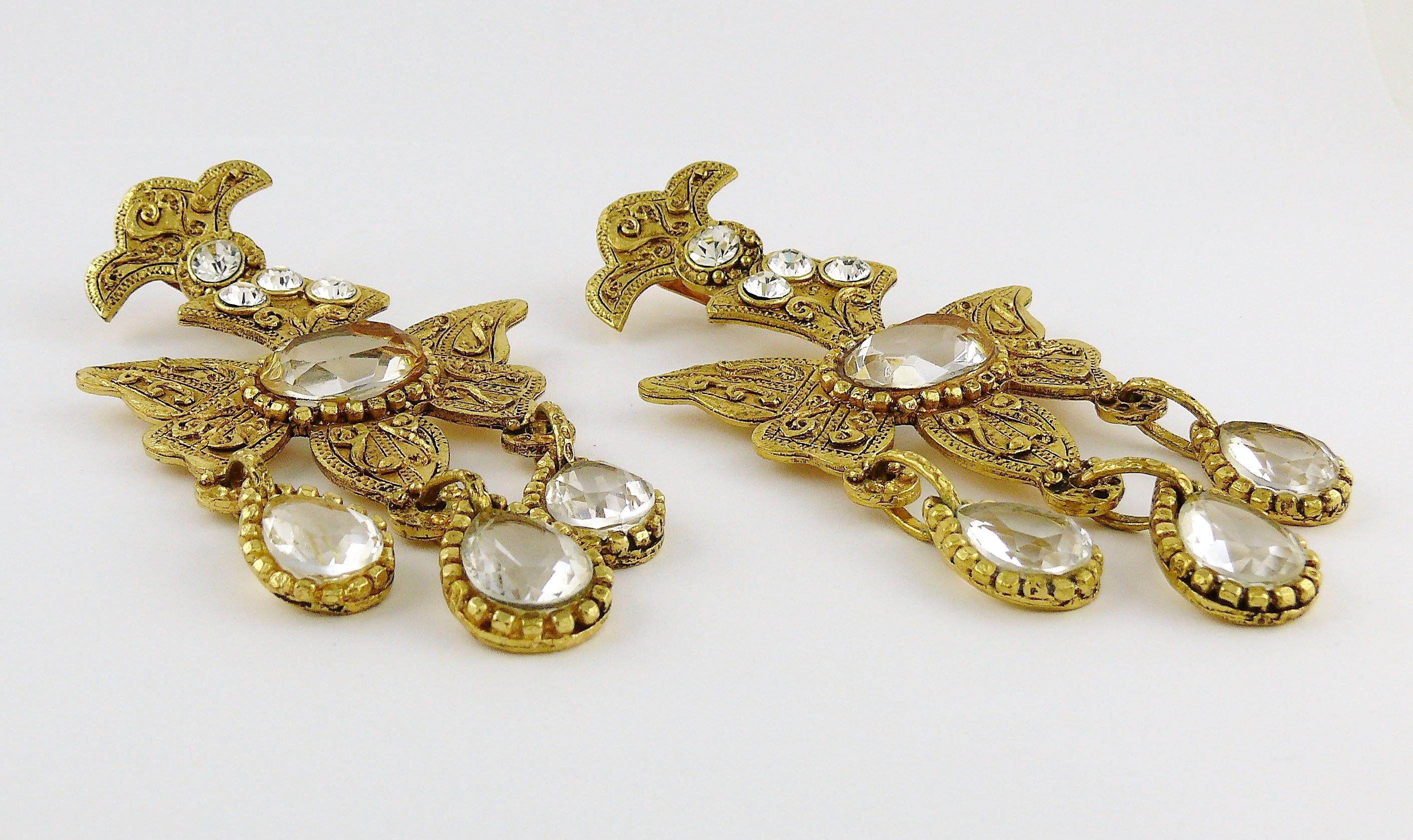 Christian Lacroix Vintage Massive Jewelled Chandelier Butterfly Earrings 2