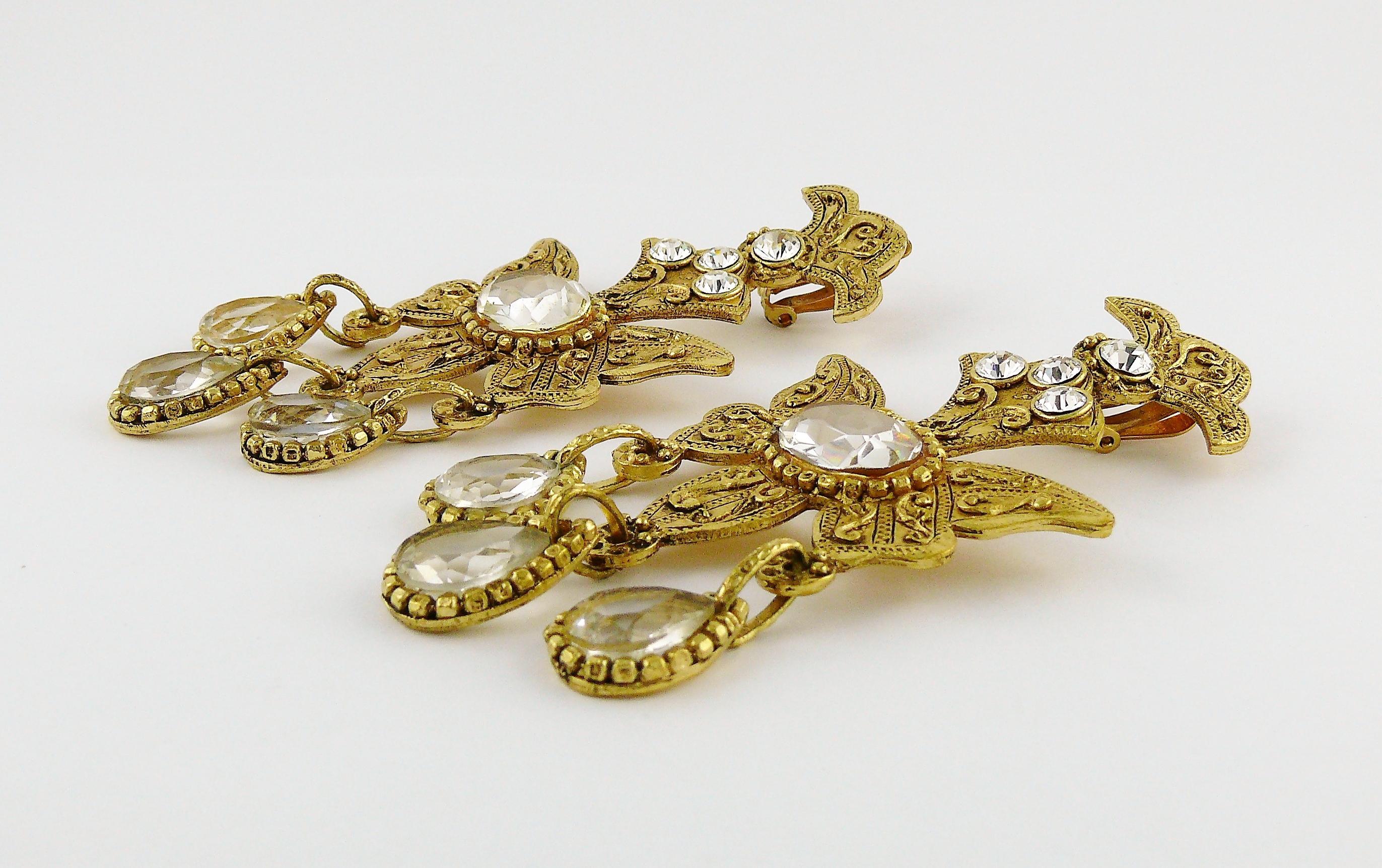 Christian Lacroix Vintage Massive Jewelled Chandelier Butterfly Earrings 3