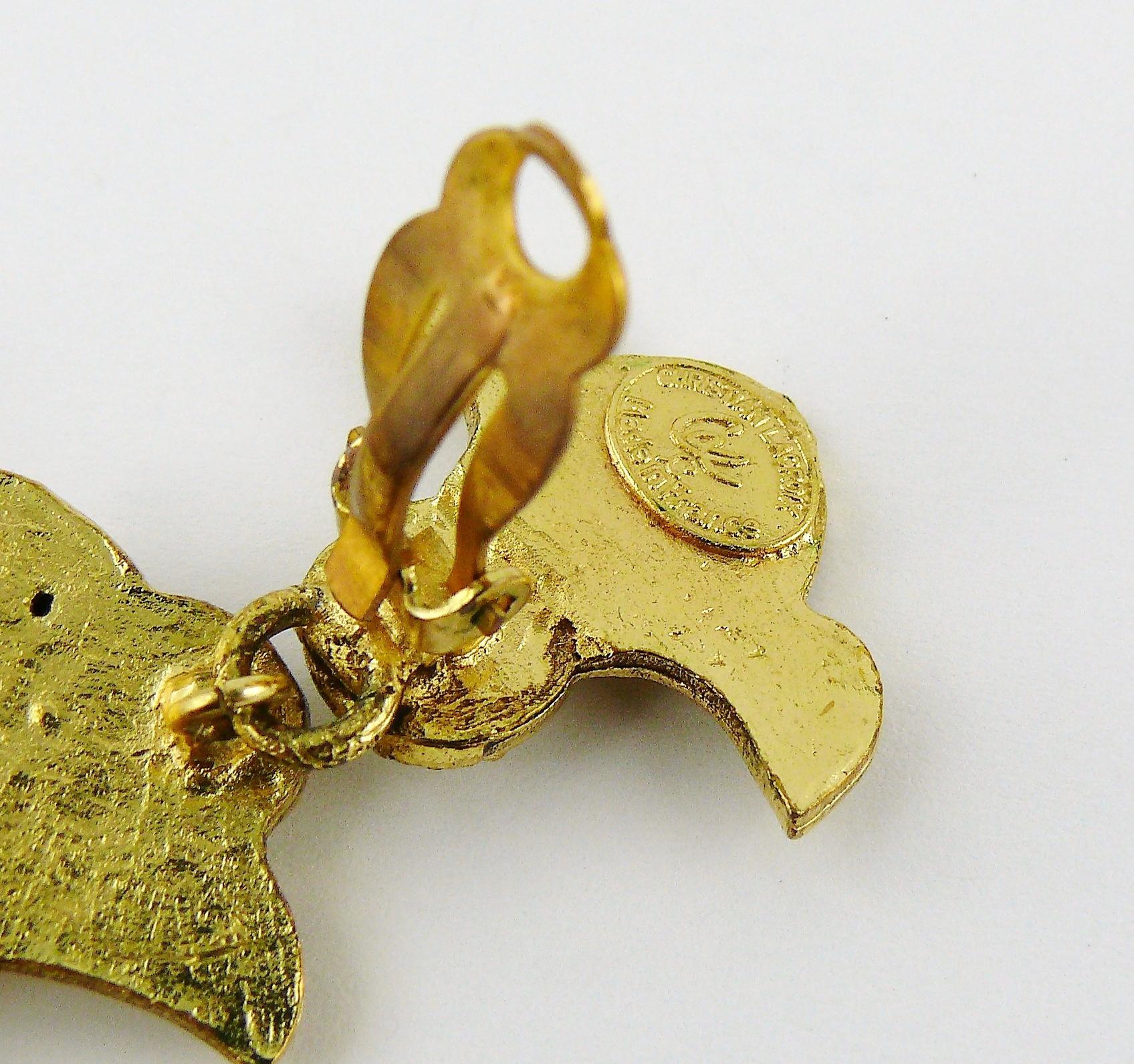 Christian Lacroix Vintage Massive Jewelled Chandelier Butterfly Earrings 5