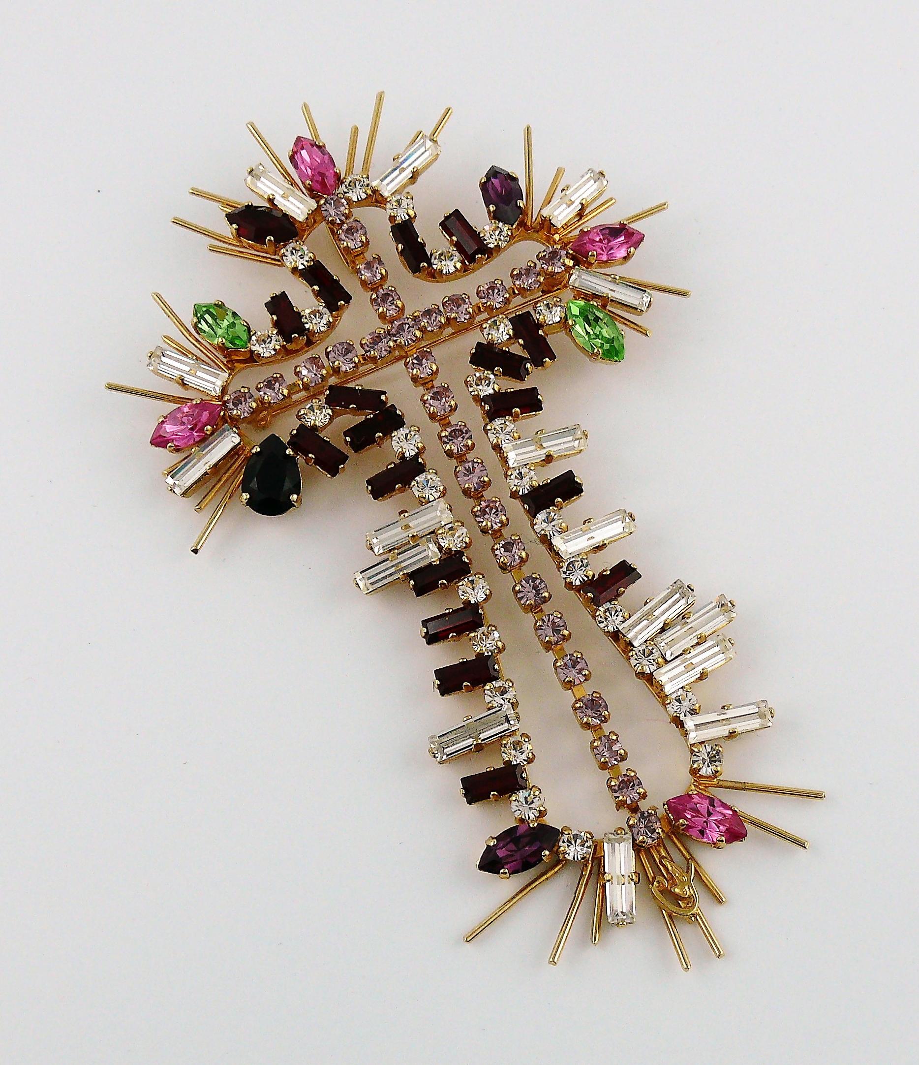 Women's Christian Lacroix Vintage Massive Jewelled Cross Brooch Pendant