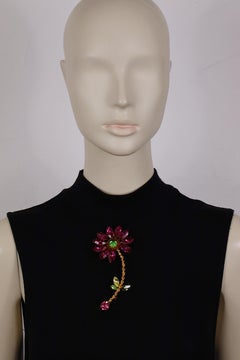 CHRISTIAN LACROIX Vintage Massive Jewelled Flower Brooch