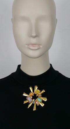 CHRISTIAN LACROIX Vintage Massive Jewelled Radiant Sun Brooch