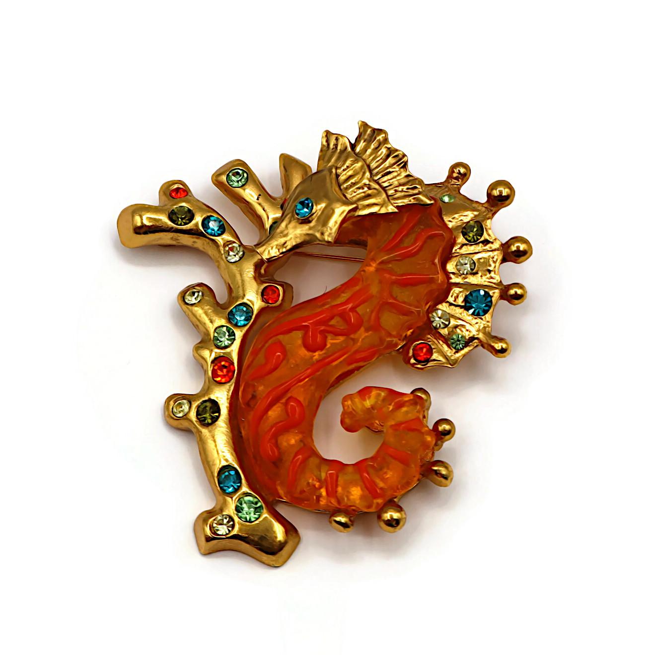 Women's CHRISTIAN LACROIX Vintage Massive Jewelled Sea Horse Brooch For Sale