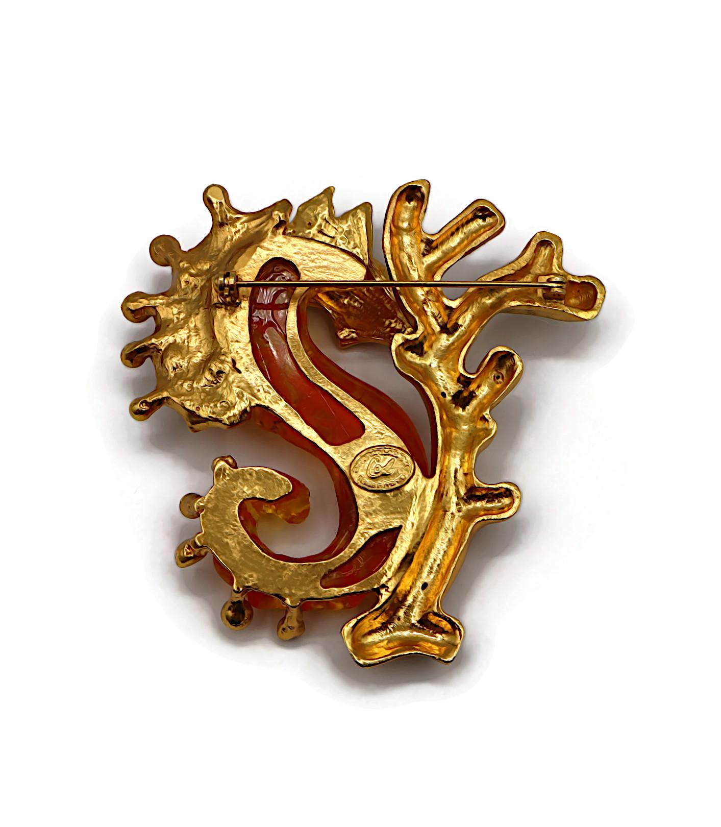 CHRISTIAN LACROIX Vintage Massive Jewelled Sea Horse Brooch For Sale 3