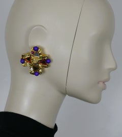 CHRISTIAN LACROIX Vintage Massive Mirrored Cross Clip-On Earrings
