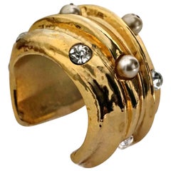 CHRISTIAN LACROIX Vintage Massive Pearl Rhinestone Cuff Bracelet