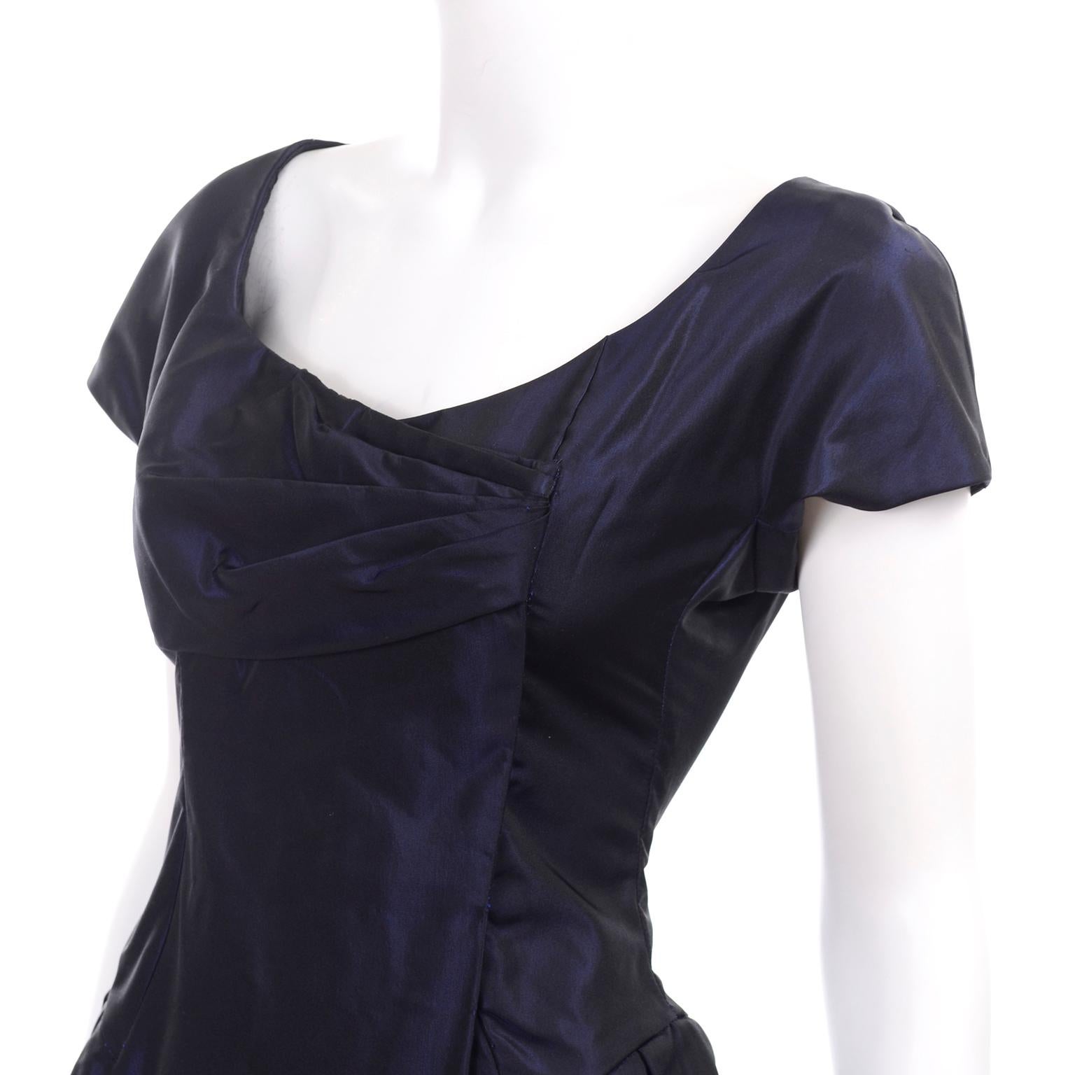 Christian Lacroix Vintage Midnight Blue Silk Evening Dress In Excellent Condition In Portland, OR