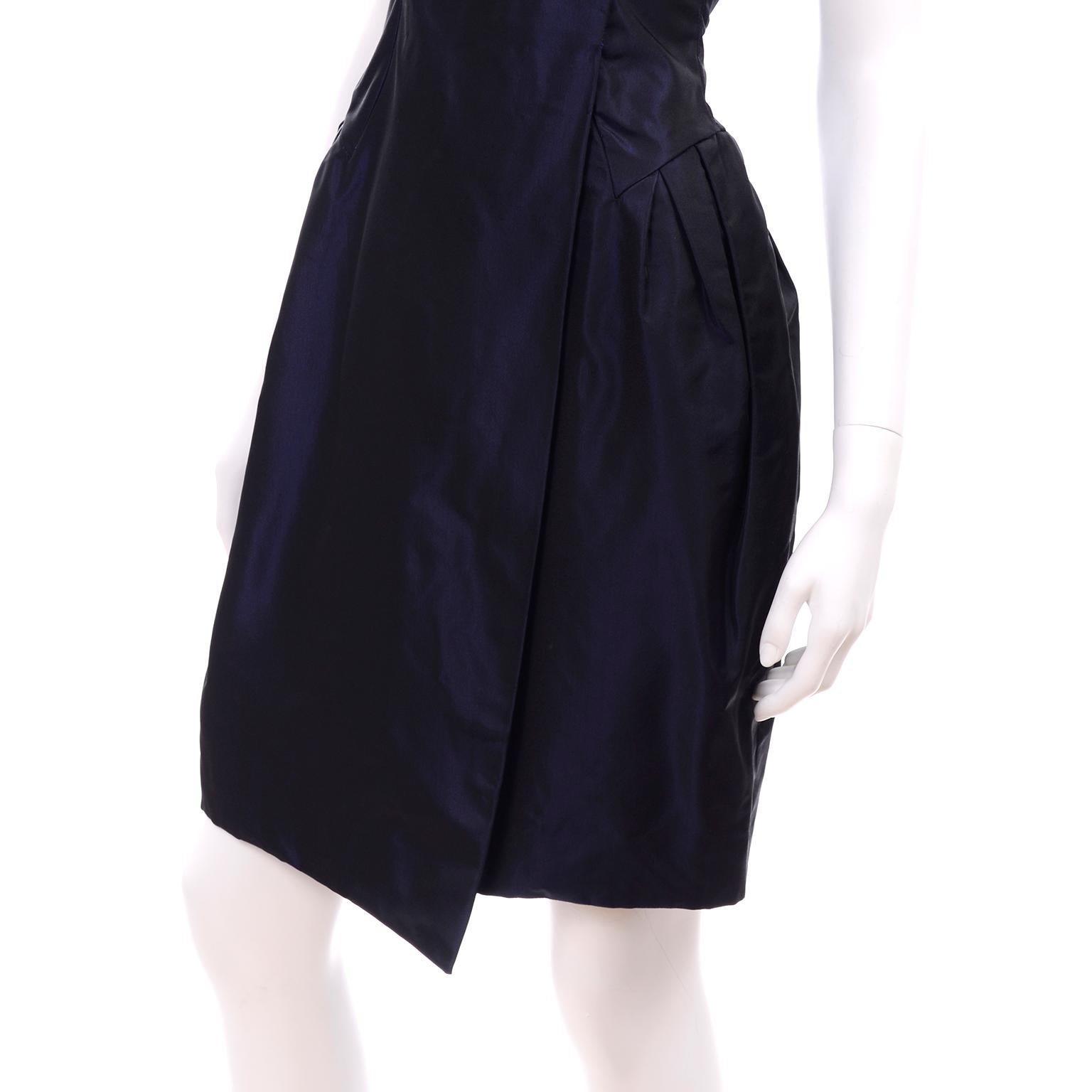 Women's Christian Lacroix Vintage Midnight Blue Silk Evening Dress
