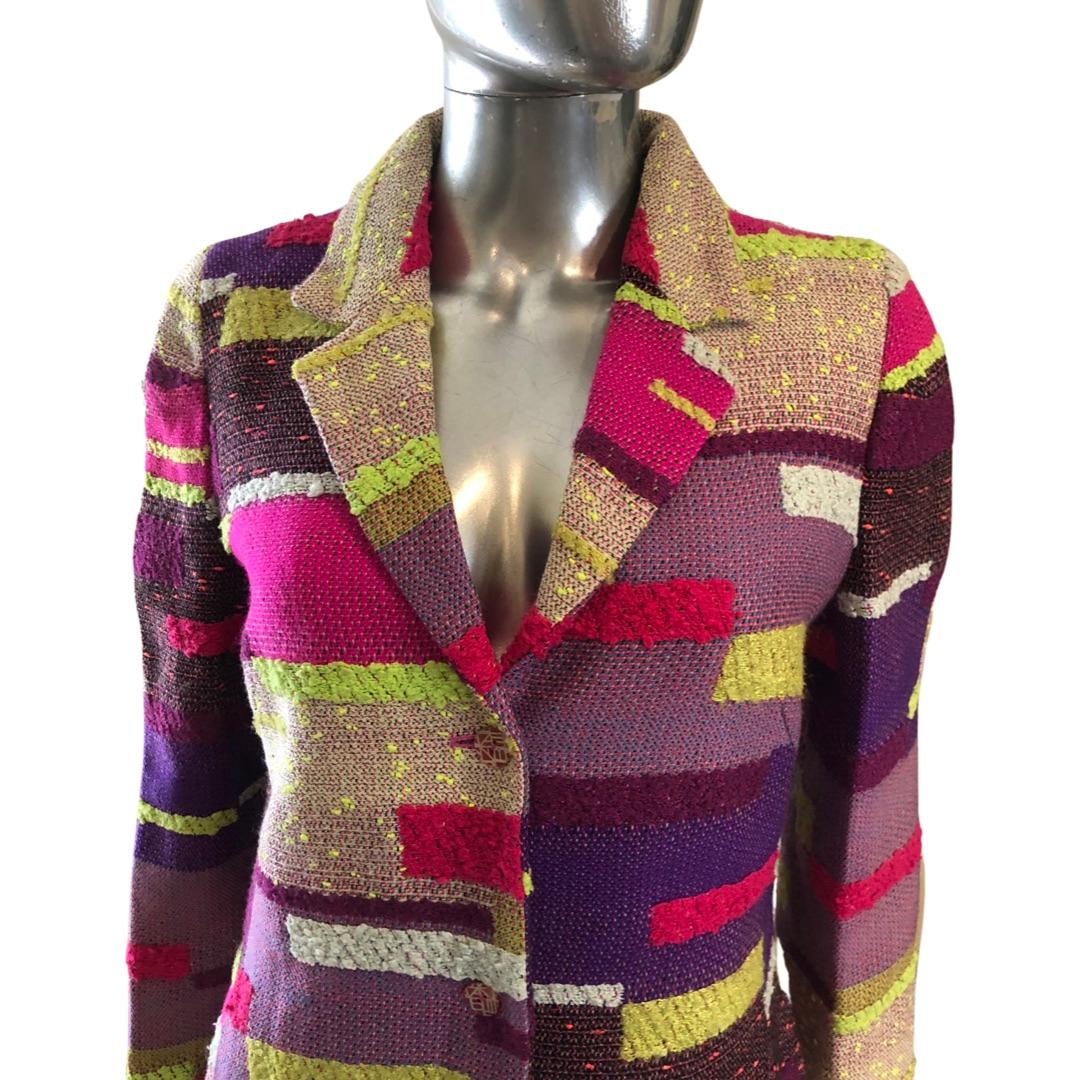 Women's Christian Lacroix Vintage Multi Color Bights  Bouclé Blazer for Bazar Size 10 For Sale