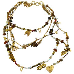 Christian Lacroix Vintage Multi Strand Beaded Charms Necklace