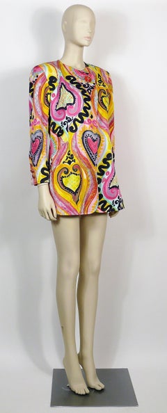 Christian Lacroix Vintage Multicolor Iconic Heart Print Jacket