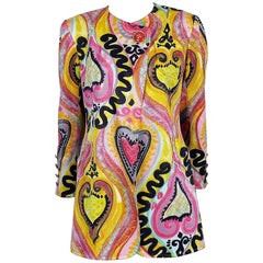 Christian Lacroix Vintage Multicolor Iconic Heart Print Jacket