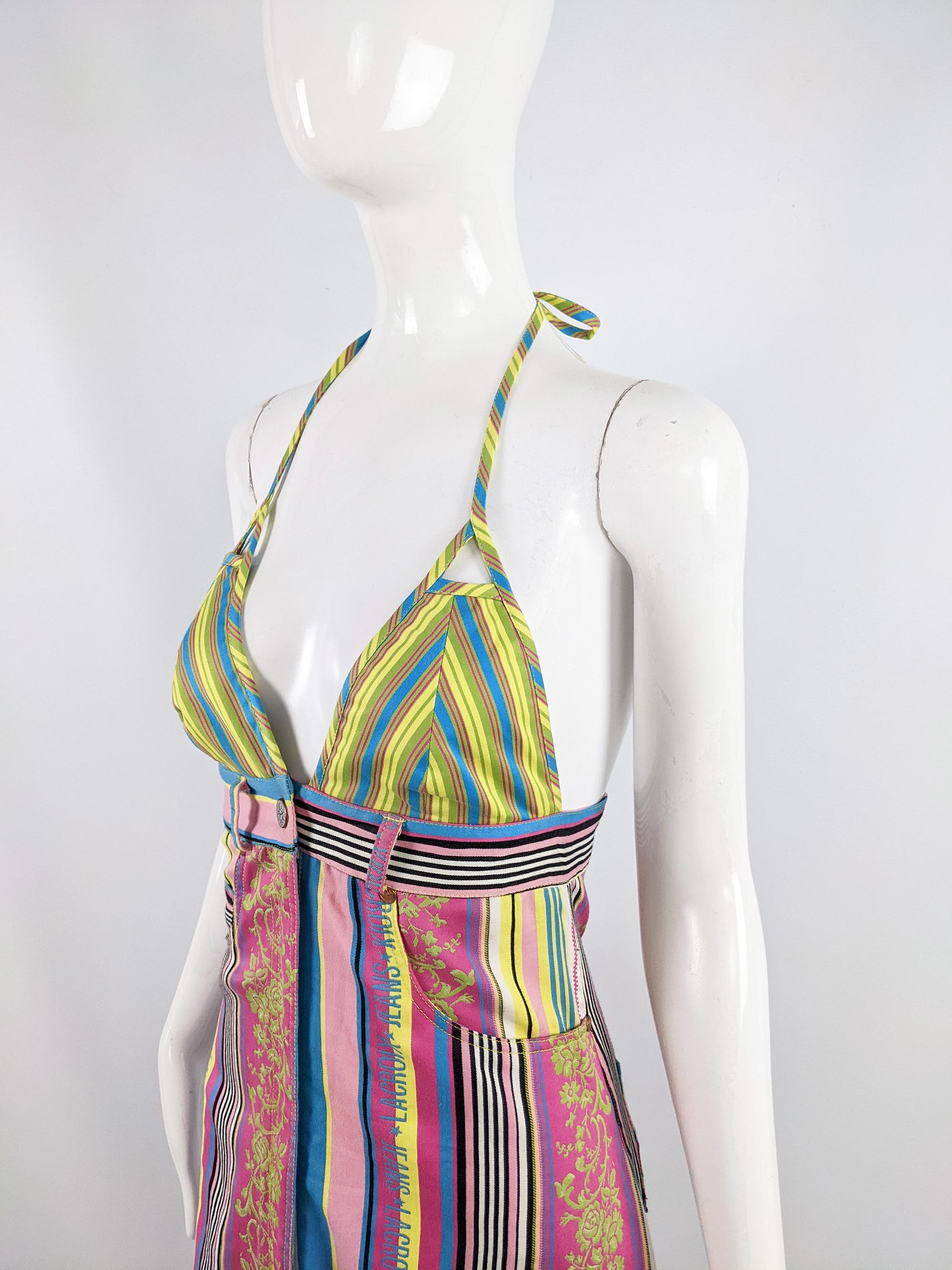 Christian Lacroix Vintage Mehrfarbig Sexy y2k 90s Mehrfarbiges Kleid (Braun) im Angebot