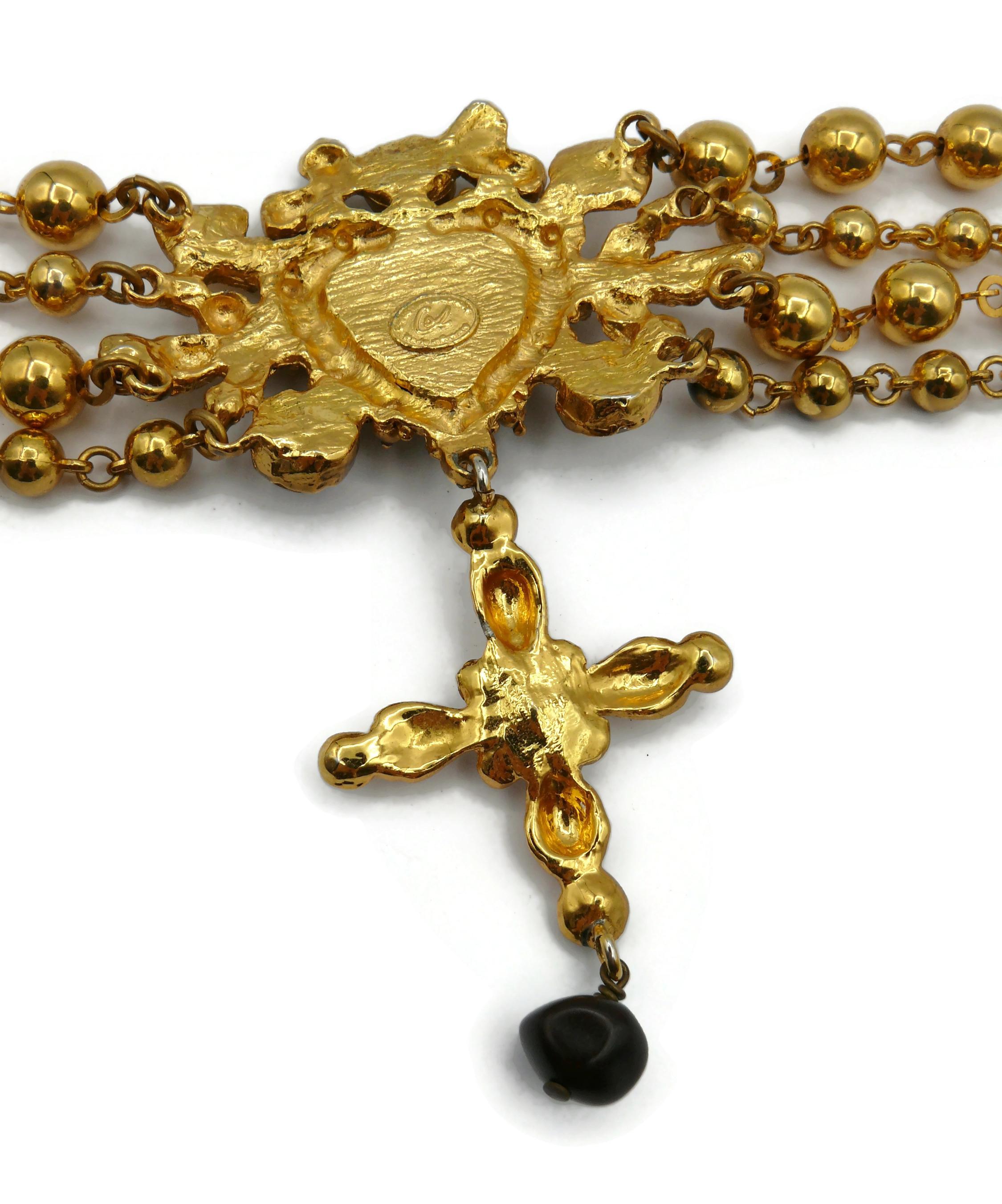 CHRISTIAN LACROIX Vintage Multistrand Heart Cross Choker Necklace 11