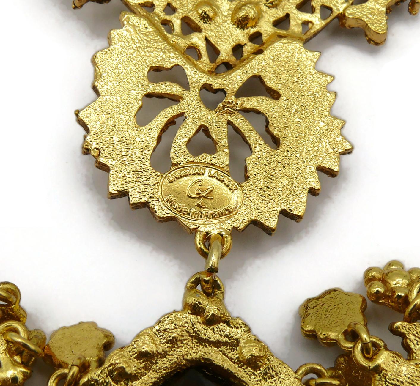 CHRISTIAN LACROIX Vintage Opulent Ex Voto Sacred Heart Boteh Plastron Necklace For Sale 9