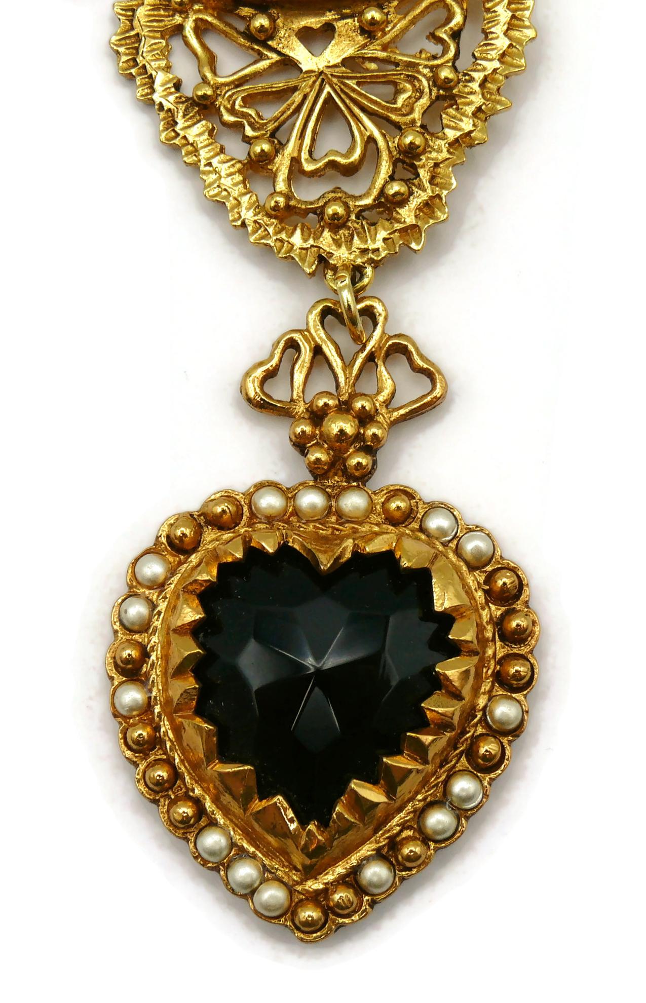 CHRISTIAN LACROIX Vintage Opulent Ex Voto Sacred Heart Boteh Plastron Necklace For Sale 4