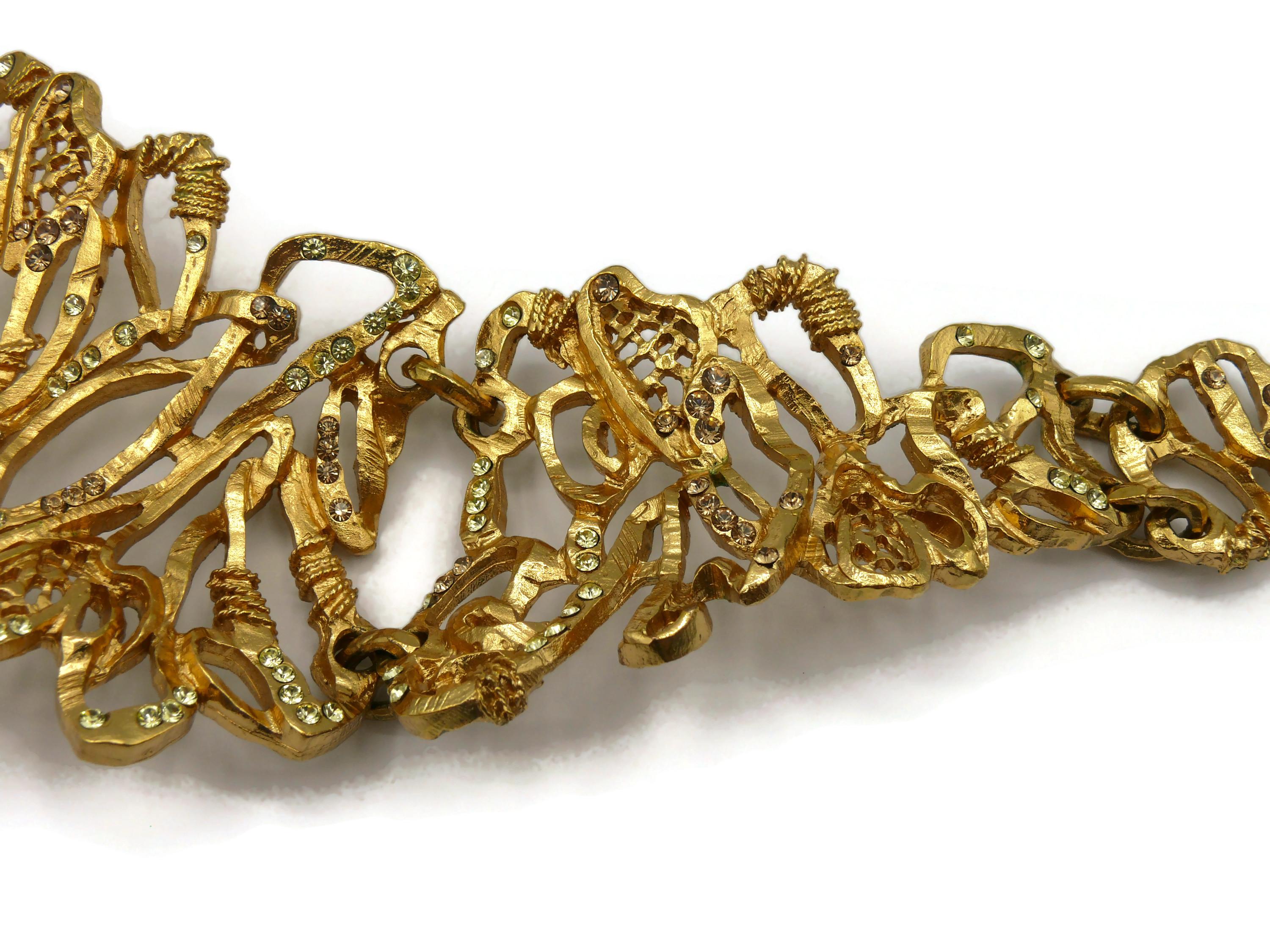 CHRISTIAN LACROIX Vintage Opulent Jewelled Gold Tone Chocker Necklace For Sale 5