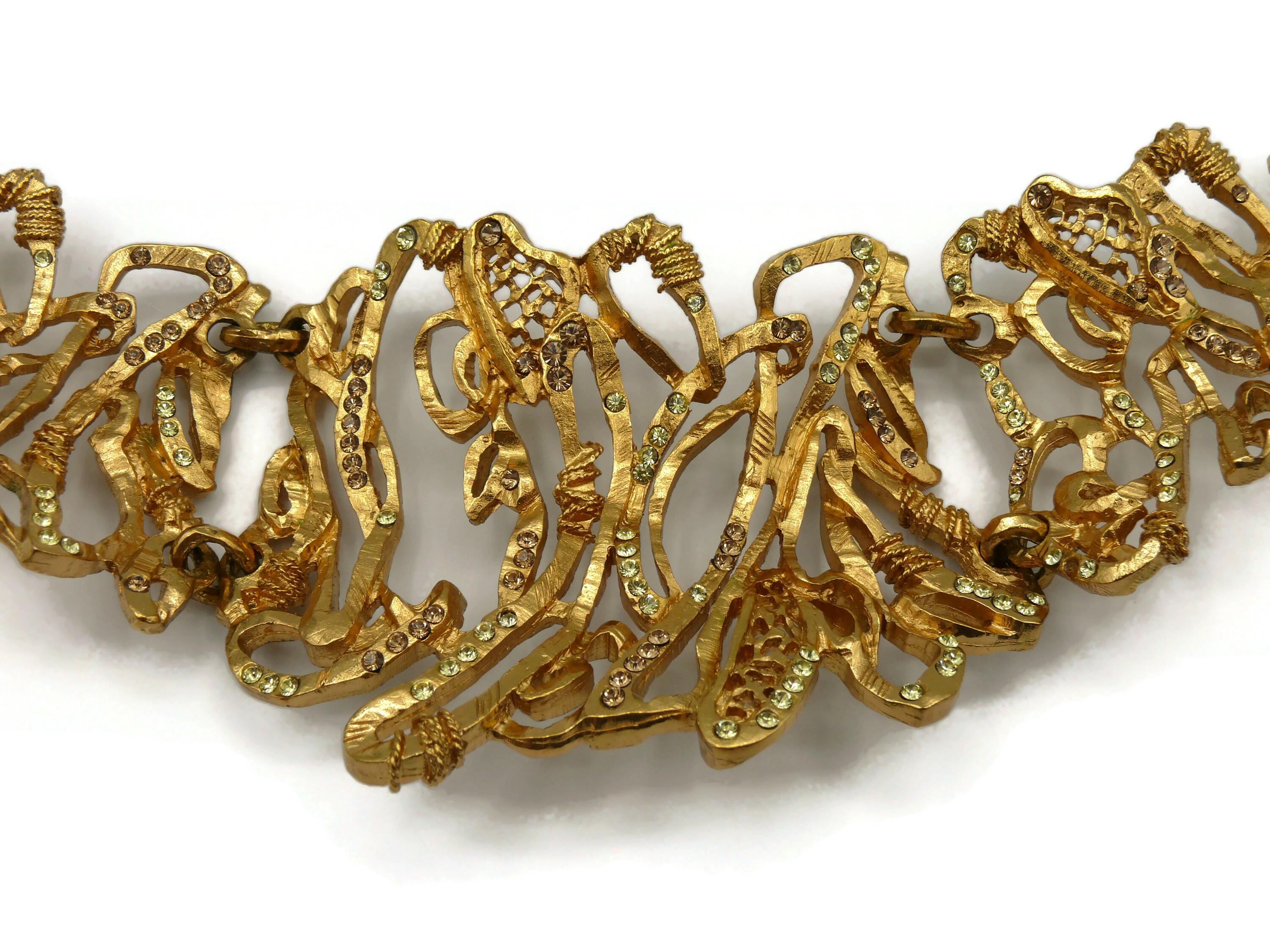 CHRISTIAN LACROIX Vintage Opulent Jewelled Gold Tone Chocker Necklace For Sale 6