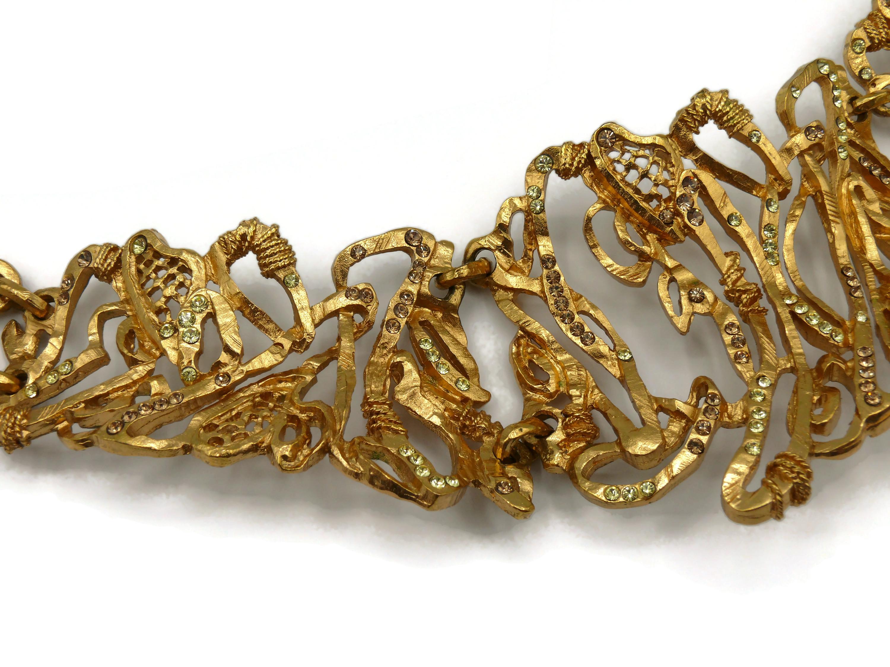 CHRISTIAN LACROIX Vintage Opulent Jewelled Gold Tone Chocker Necklace For Sale 7