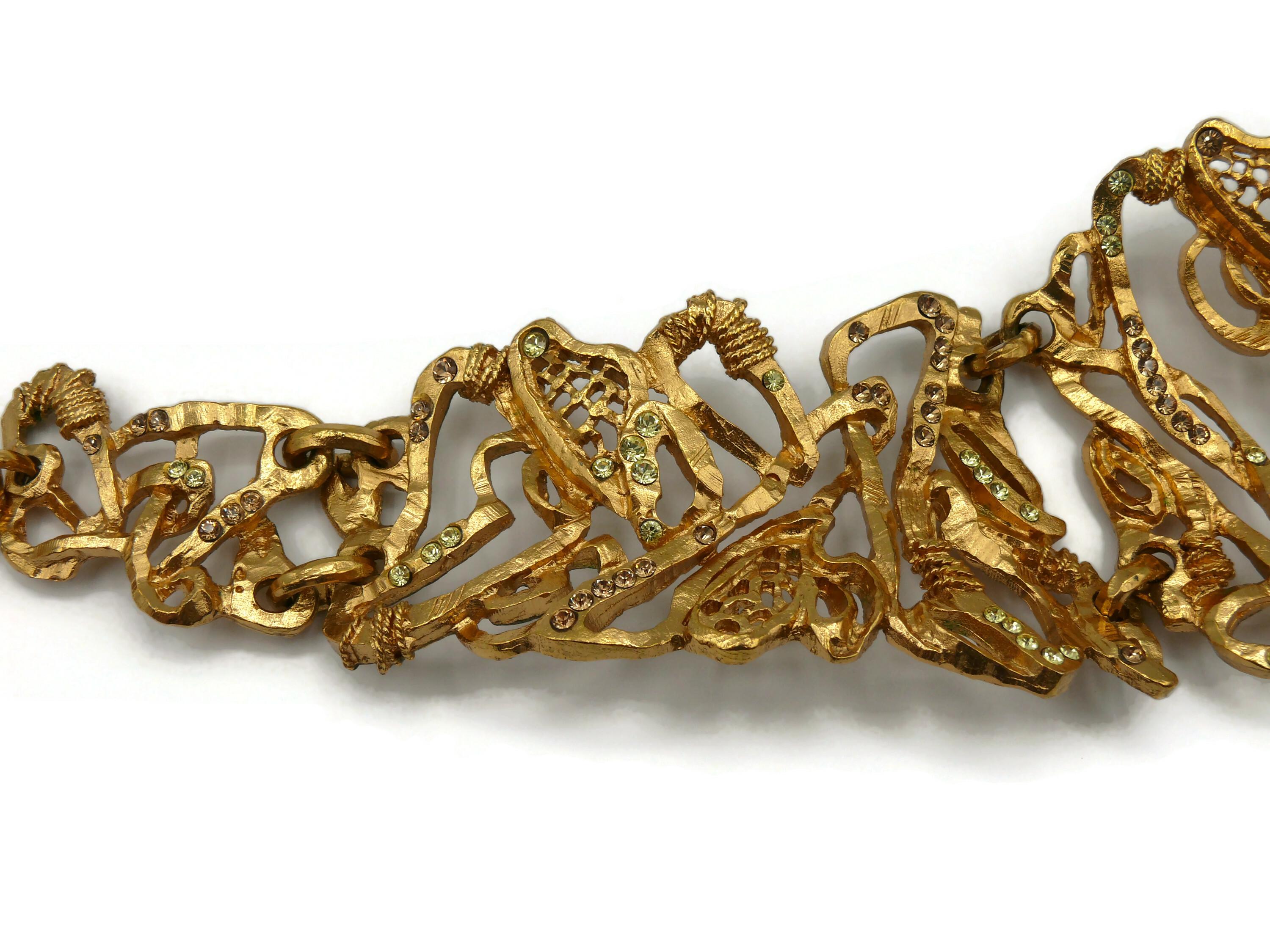 CHRISTIAN LACROIX Vintage Opulent Jewelled Gold Tone Chocker Necklace For Sale 8