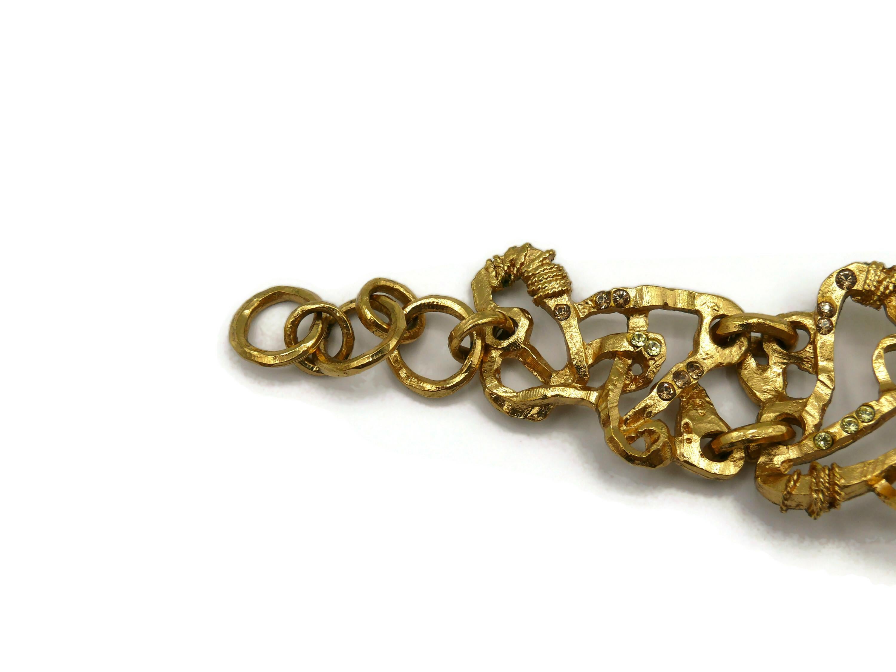 CHRISTIAN LACROIX Vintage Opulent Jewelled Gold Tone Chocker Necklace For Sale 9