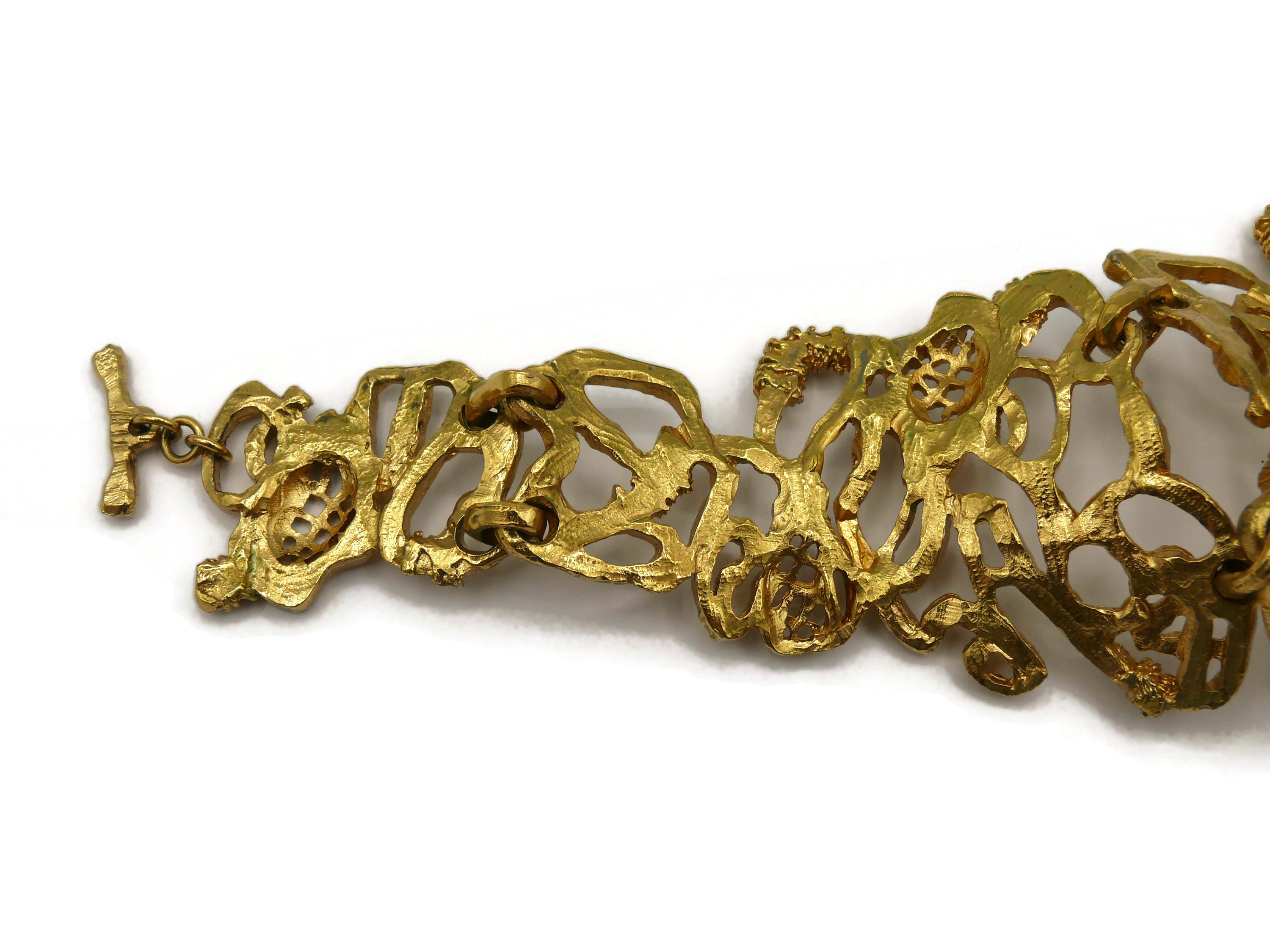 CHRISTIAN LACROIX Vintage Opulent Jewelled Gold Tone Chocker Necklace For Sale 10