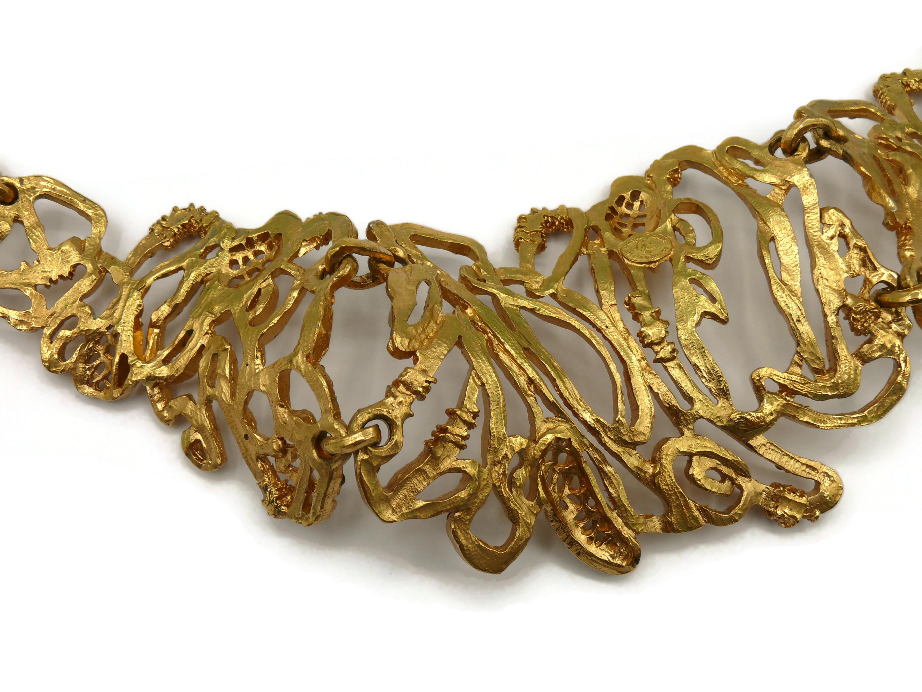 CHRISTIAN LACROIX Vintage Opulent Jewelled Gold Tone Chocker Necklace For Sale 11