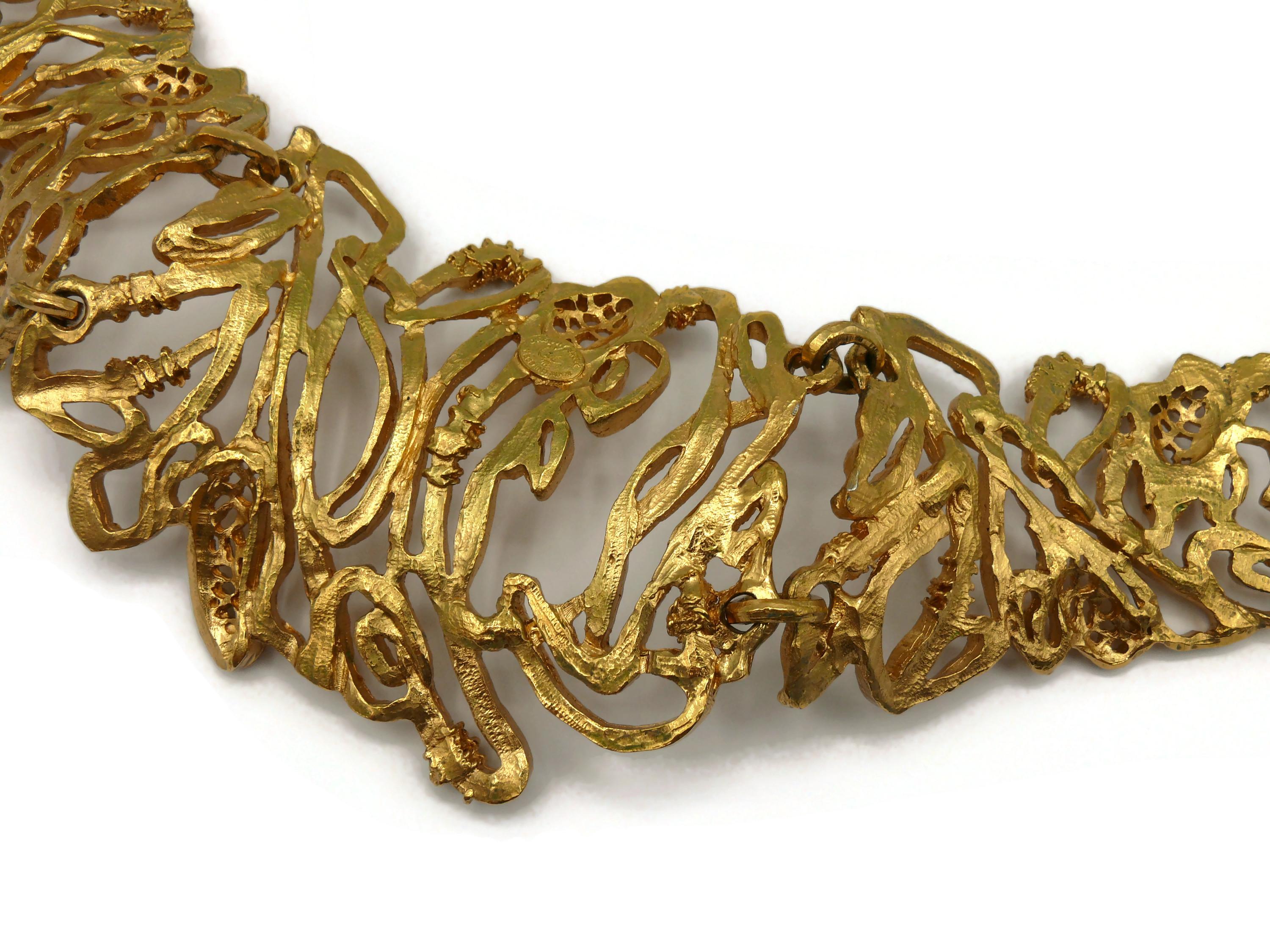 CHRISTIAN LACROIX Vintage Opulent Jewelled Gold Tone Chocker Necklace For Sale 12
