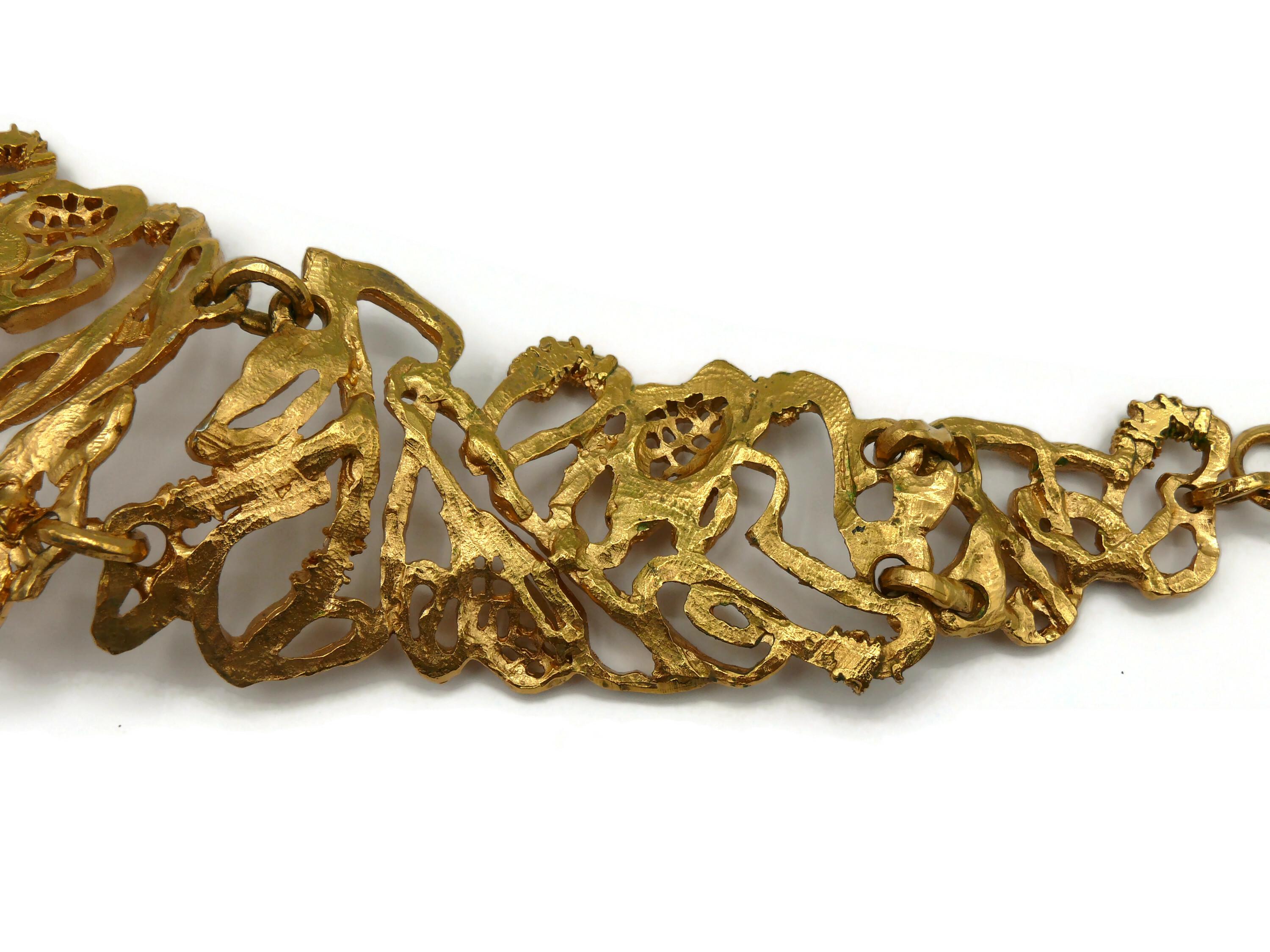 CHRISTIAN LACROIX Vintage Opulent Jewelled Gold Tone Chocker Necklace For Sale 13