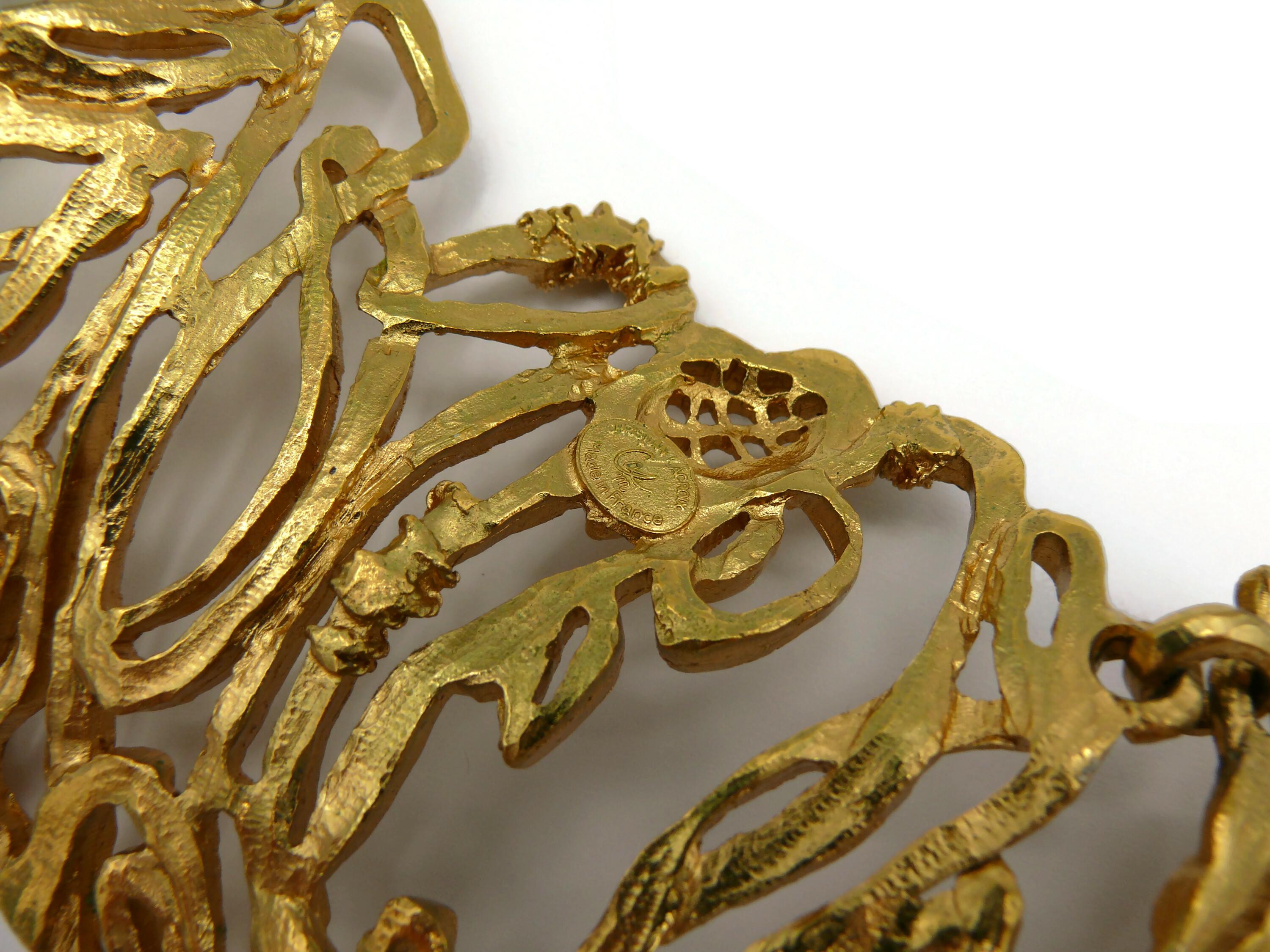 CHRISTIAN LACROIX Vintage Opulent Jewelled Gold Tone Chocker Necklace For Sale 15