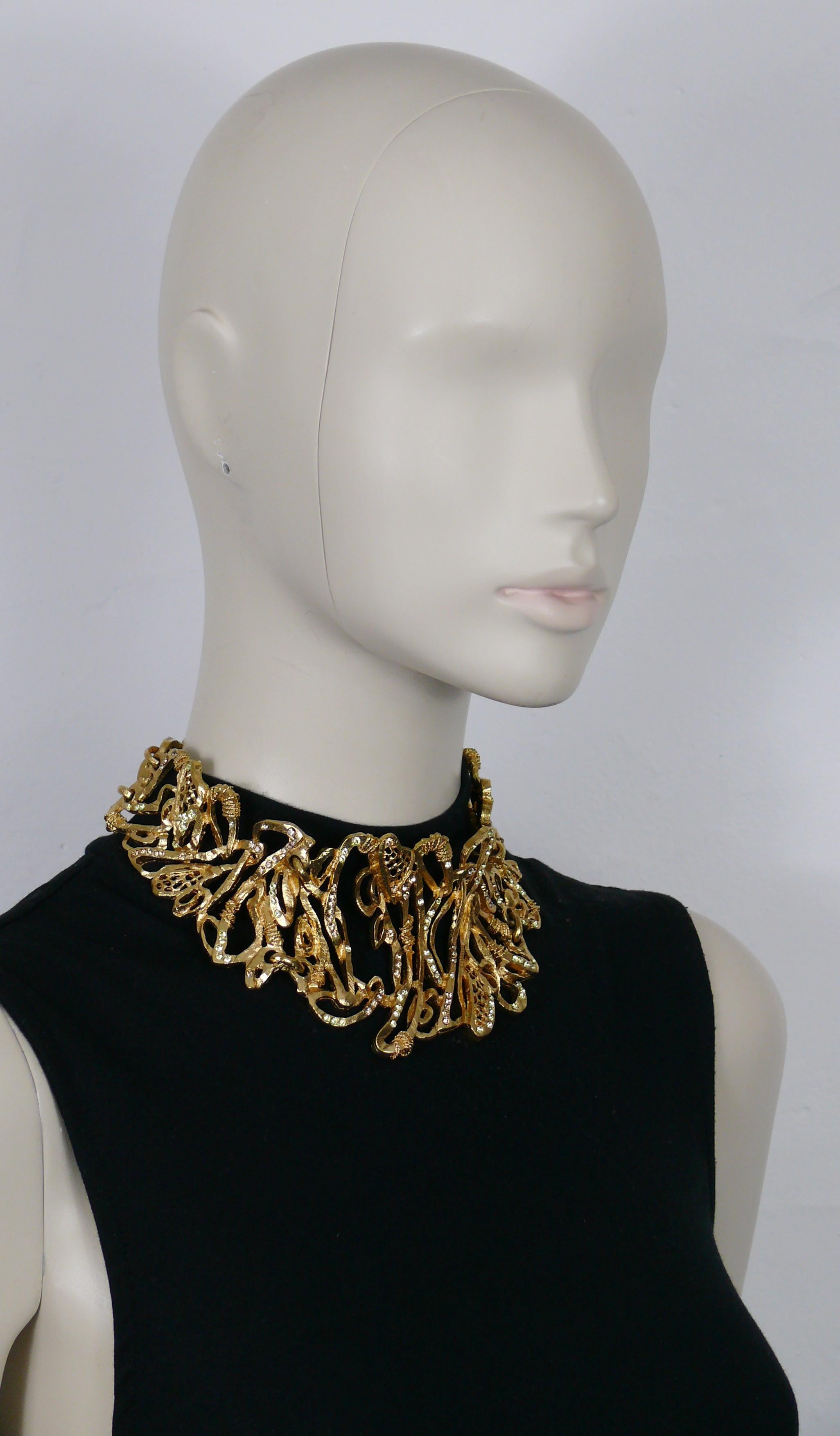 Women's or Men's CHRISTIAN LACROIX Vintage Opulent Jewelled Gold Tone Chocker Necklace For Sale