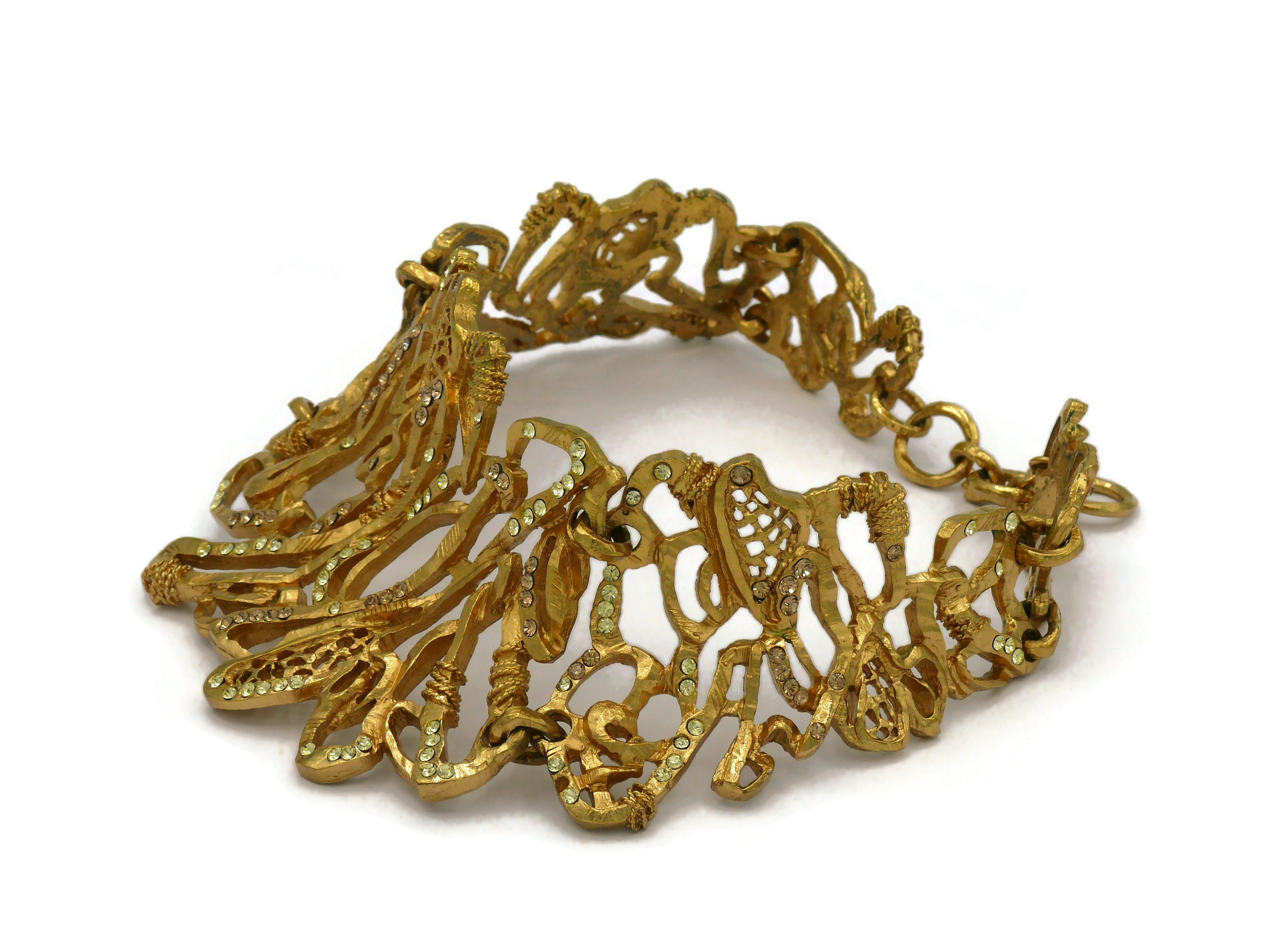 CHRISTIAN LACROIX Vintage Opulent Jewelled Gold Tone Chocker Necklace For Sale 1