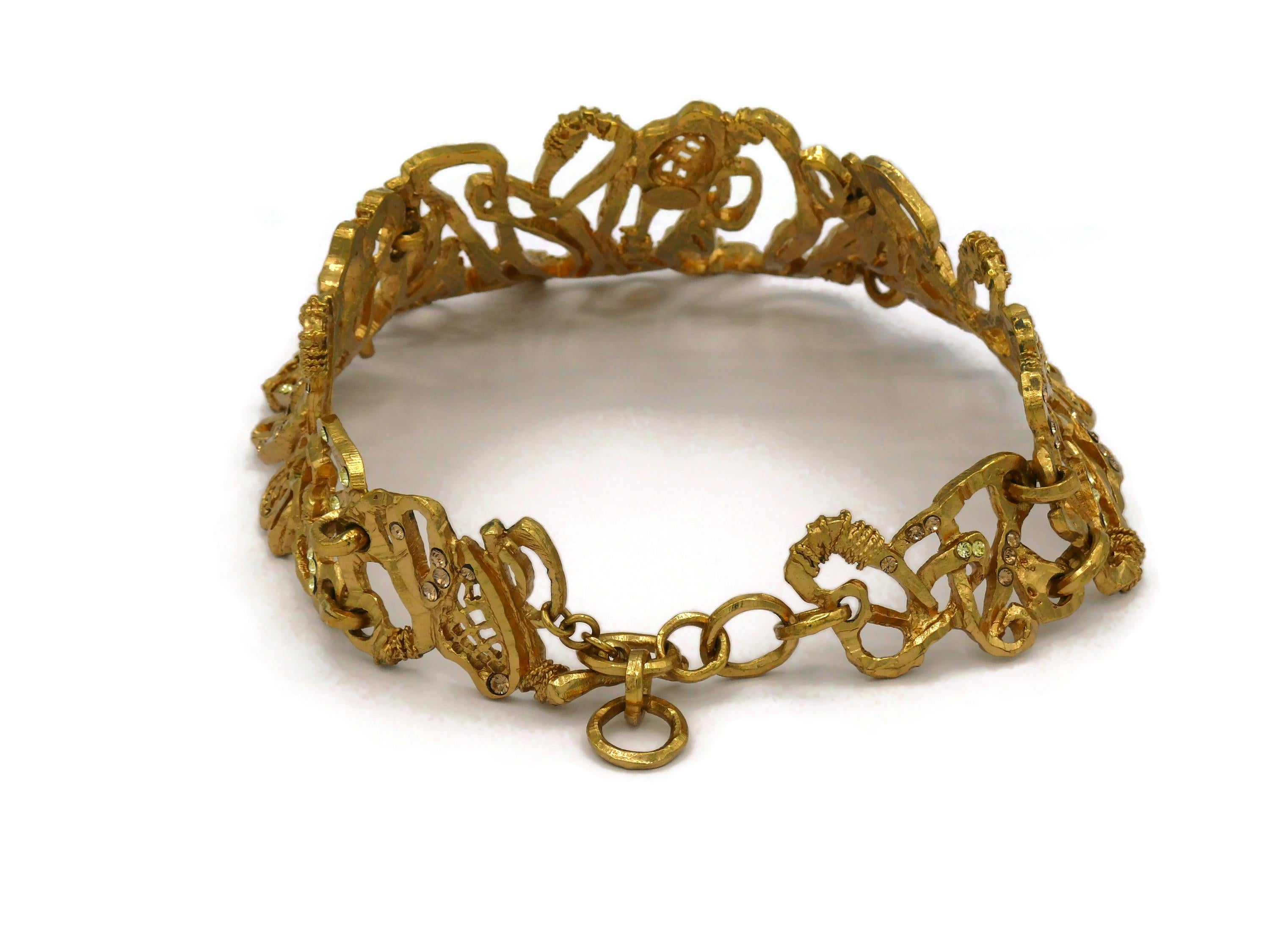 CHRISTIAN LACROIX Vintage Opulent Jewelled Gold Tone Chocker Necklace For Sale 3