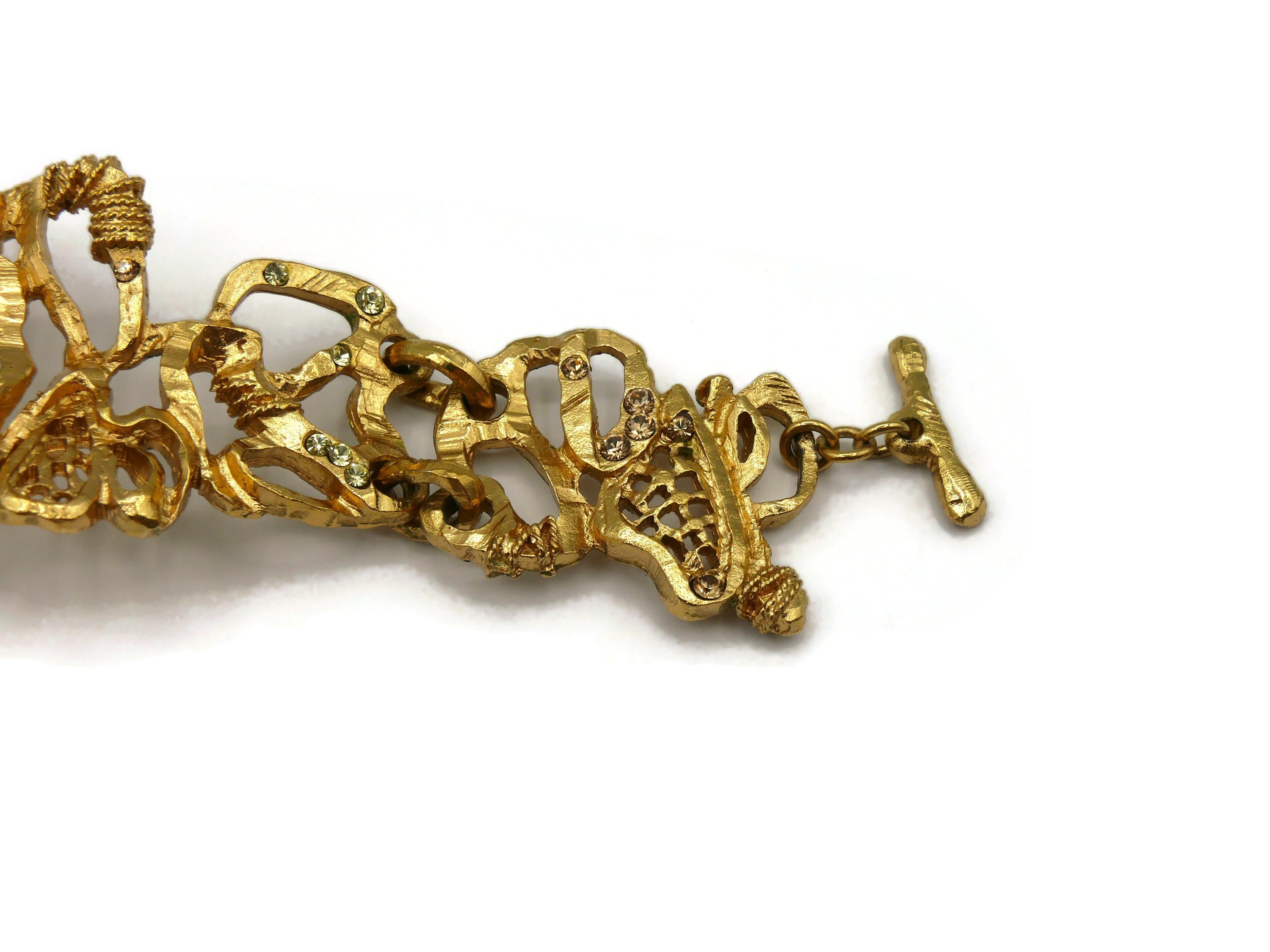 CHRISTIAN LACROIX Vintage Opulent Jewelled Gold Tone Chocker Necklace For Sale 4