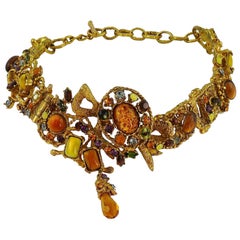 Christian Lacroix Vintage Opulent Jewelled Openwork Choker Necklace